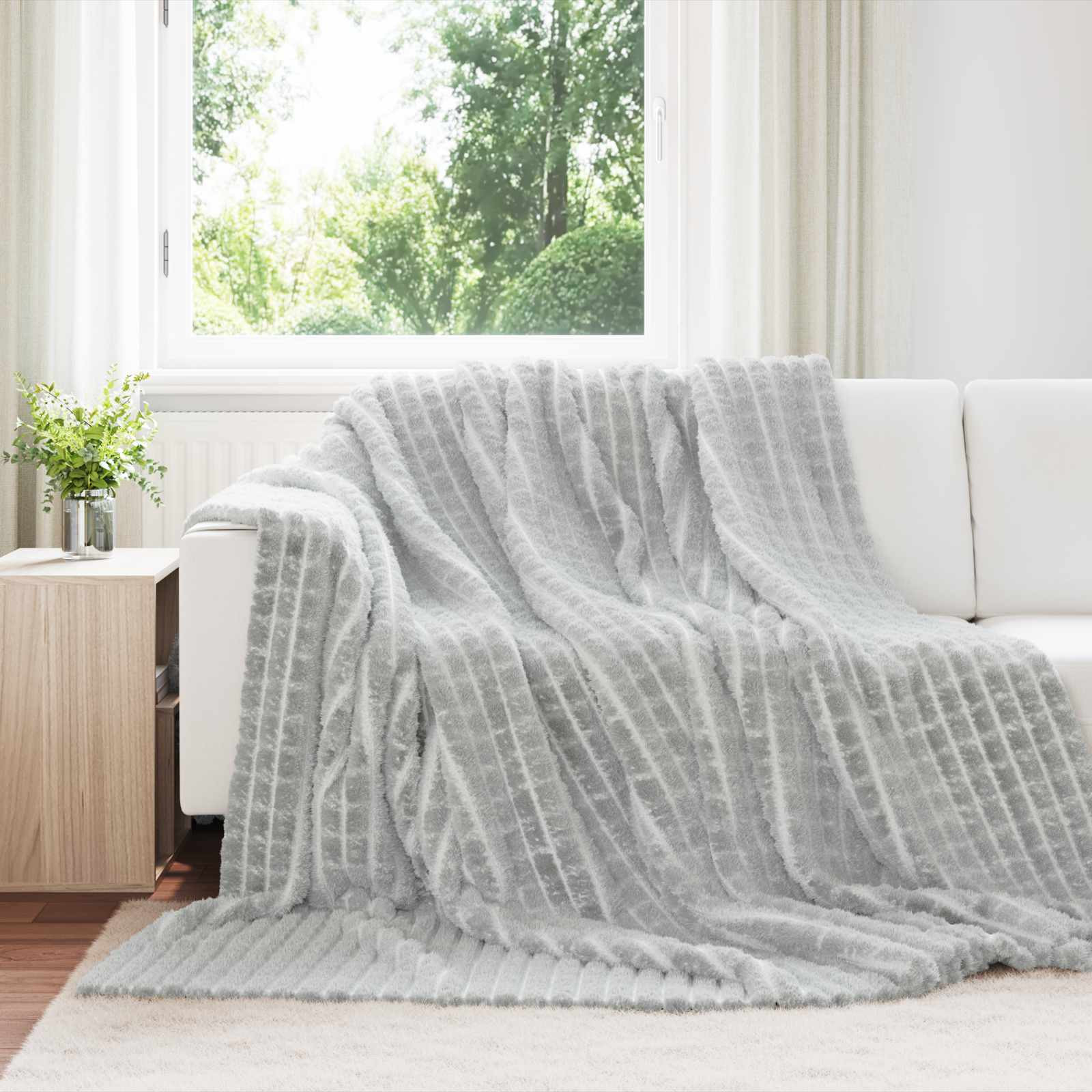vidaXL Überwurfdecke Grau 240 x 220 cm Fleece