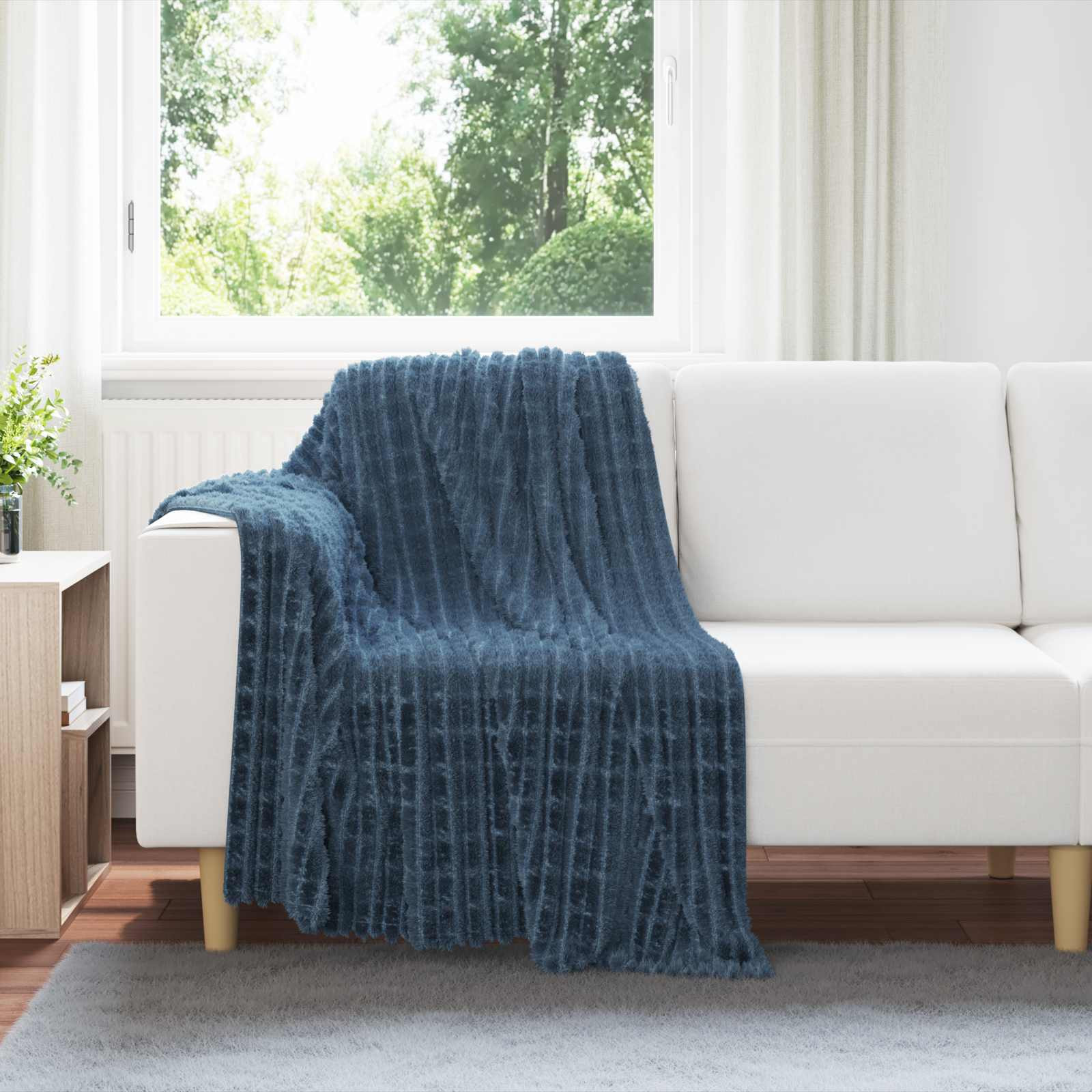 vidaXL Überwurfdecke Marineblau 150 x 130 cm Fleece