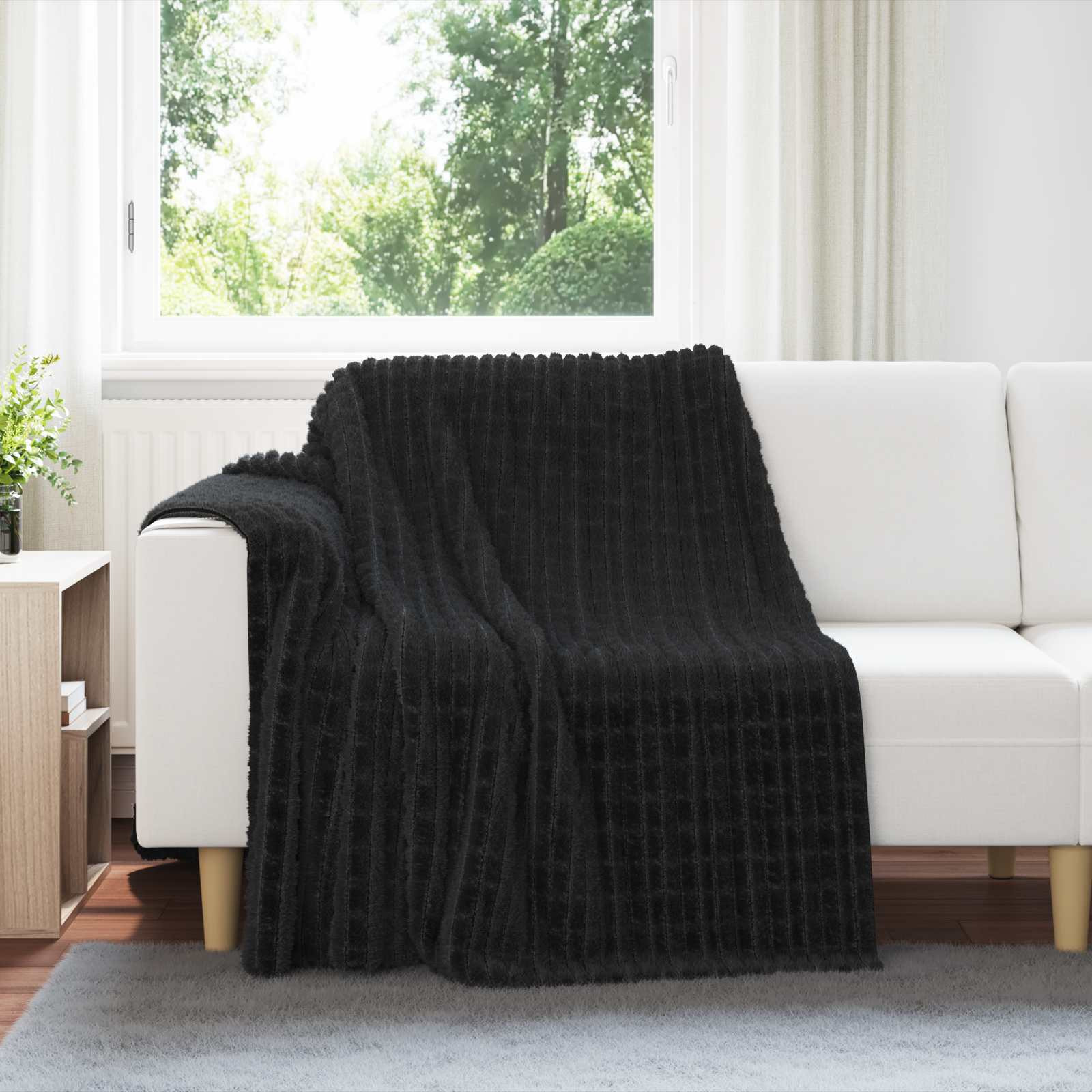 vidaXL Überwurfdecke Schwarz 200 x 150 cm Fleece