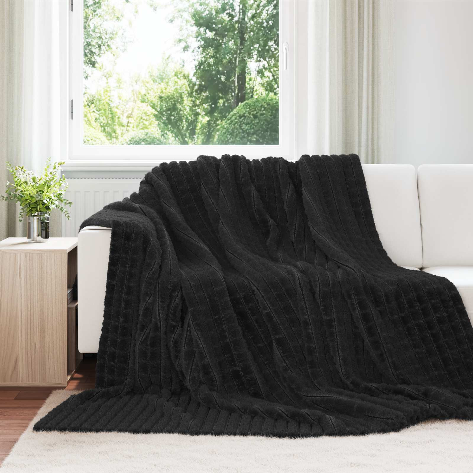 vidaXL Überwurfdecke Schwarz 270 x 240 cm Fleece