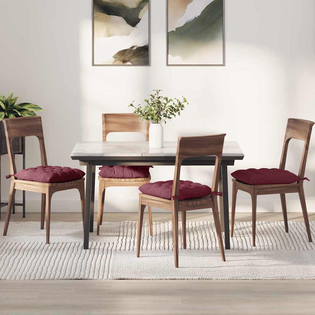 vidaXL Sitzkissen 4 pcs Stoff Weinrot 40 x 40 x 6 cm