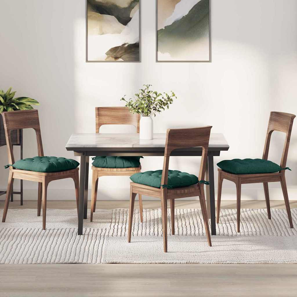 vidaXL Sitzkissen 4 pcs Stoff Dunkelgrün 40 x 40 x 6 cm