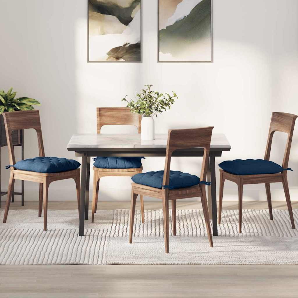 vidaXL Sitzkissen 4 pcs Stoff Blau 40 x 40 x 6 cm