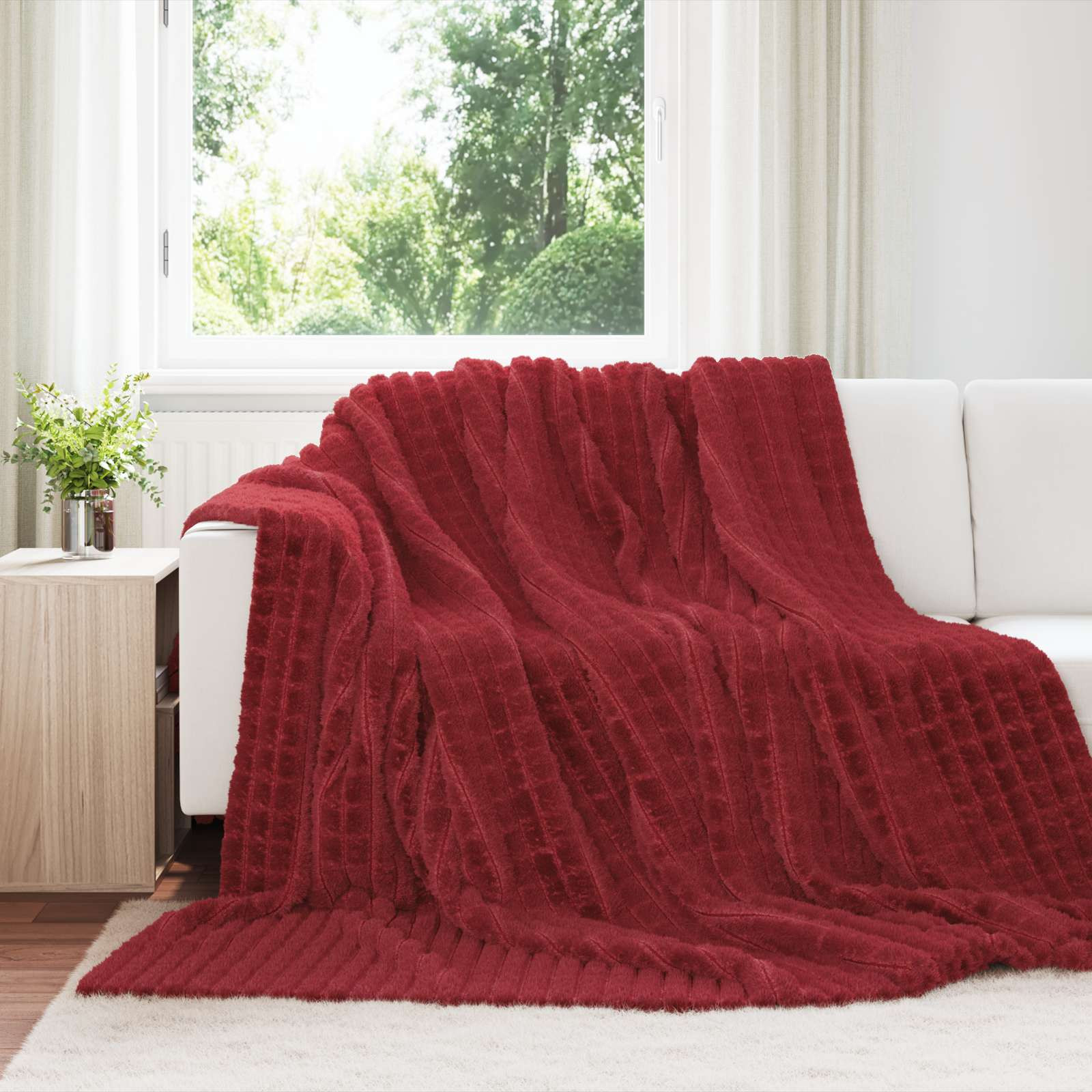 vidaXL Überwurfdecke Bordeauxrot 240 x 220 cm Fleece