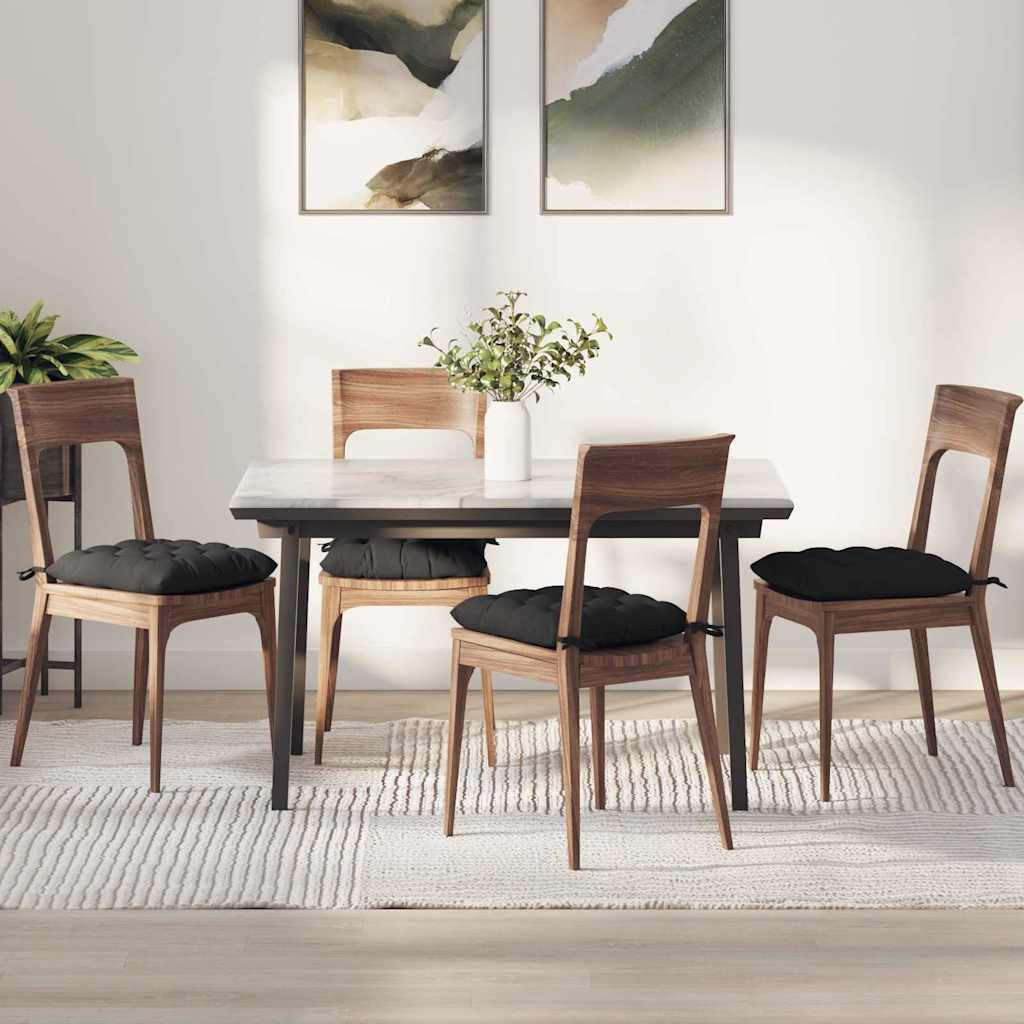 vidaXL Sitzkissen 4 pcs Mikrofaser Schwarz 40 x 40 x 6 cm