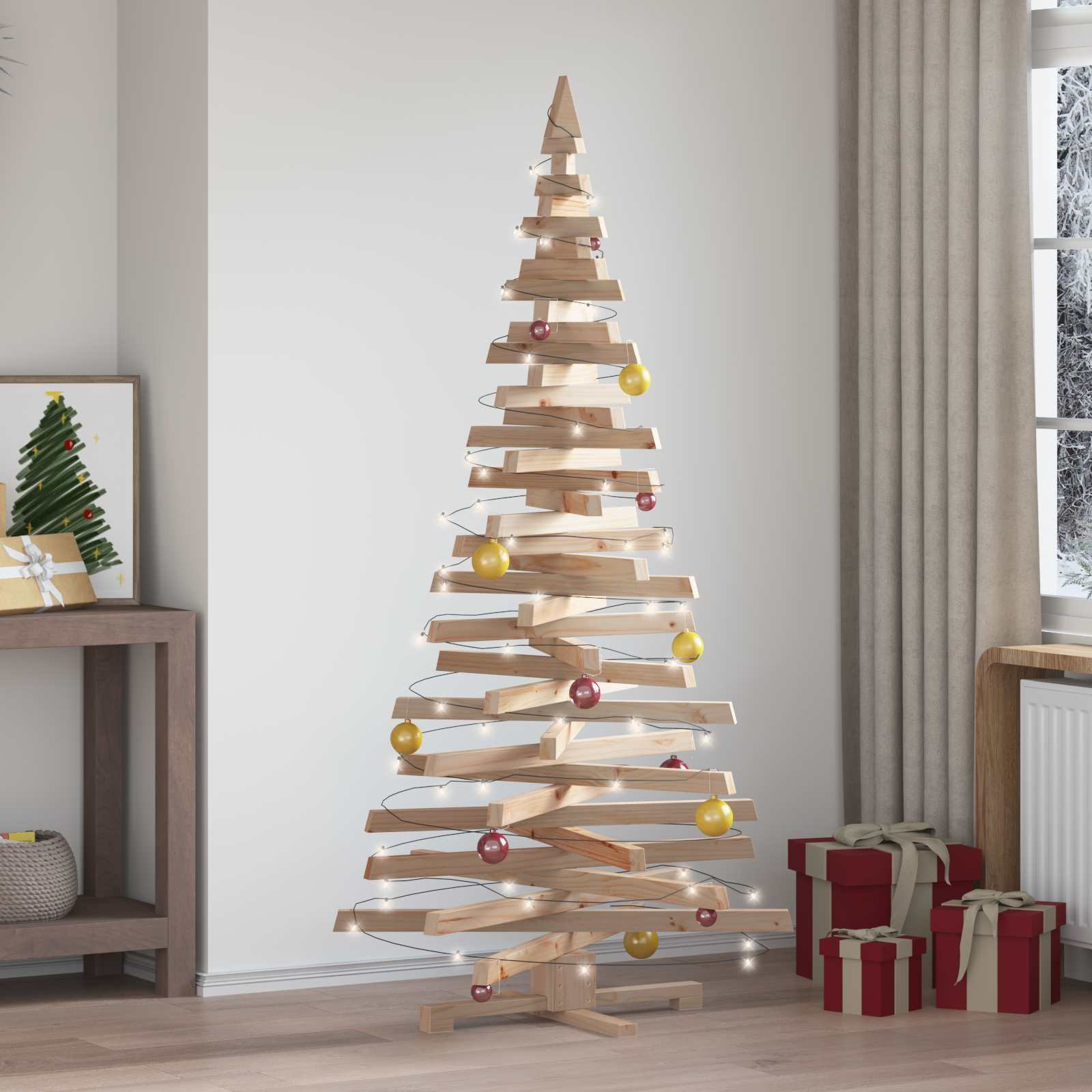 vidaXL Weihnachtsbäume mit Ständer Natur 180 cm Massivholz Kiefer