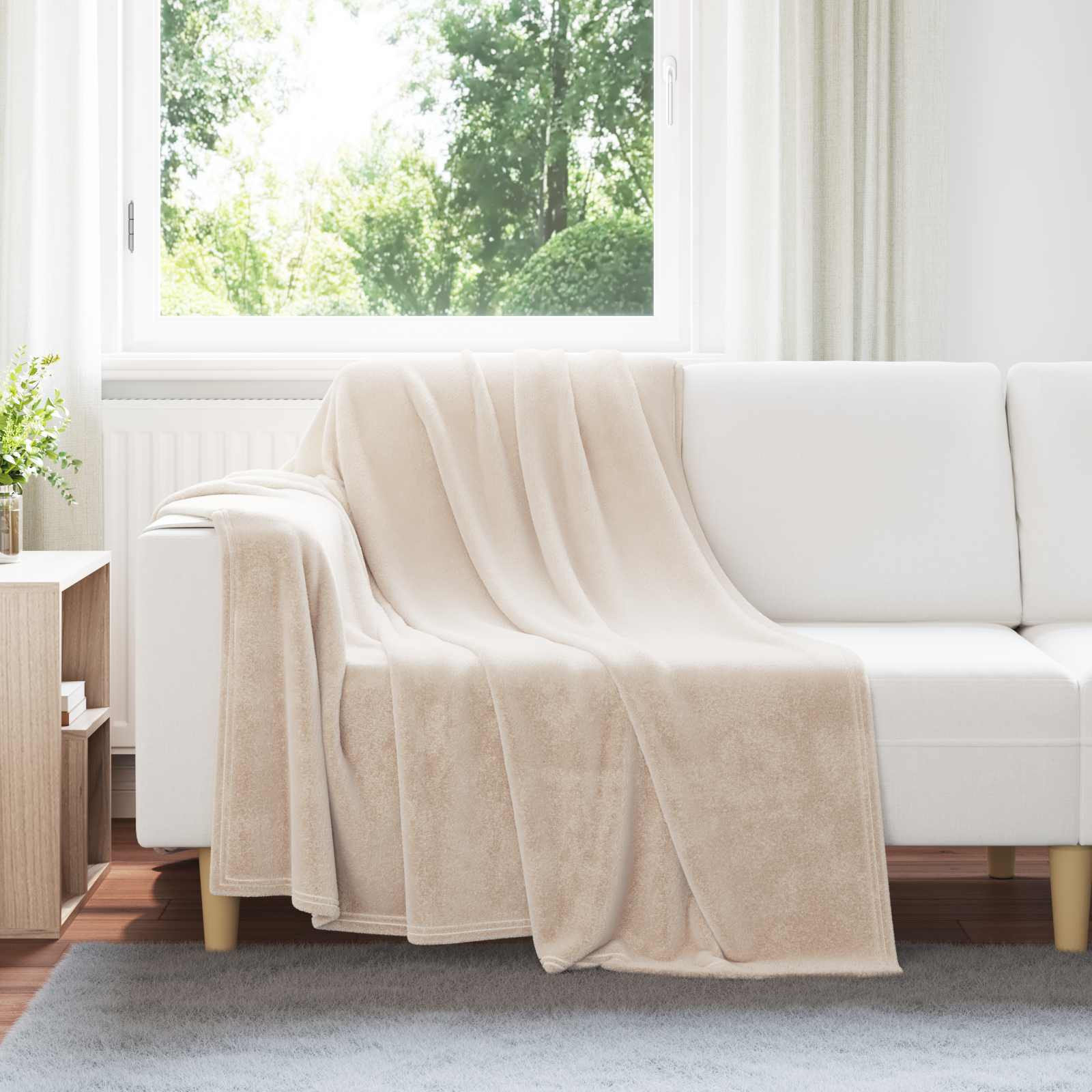 vidaXL Überwurfdecke Beige 150 x 200 cm Fleece