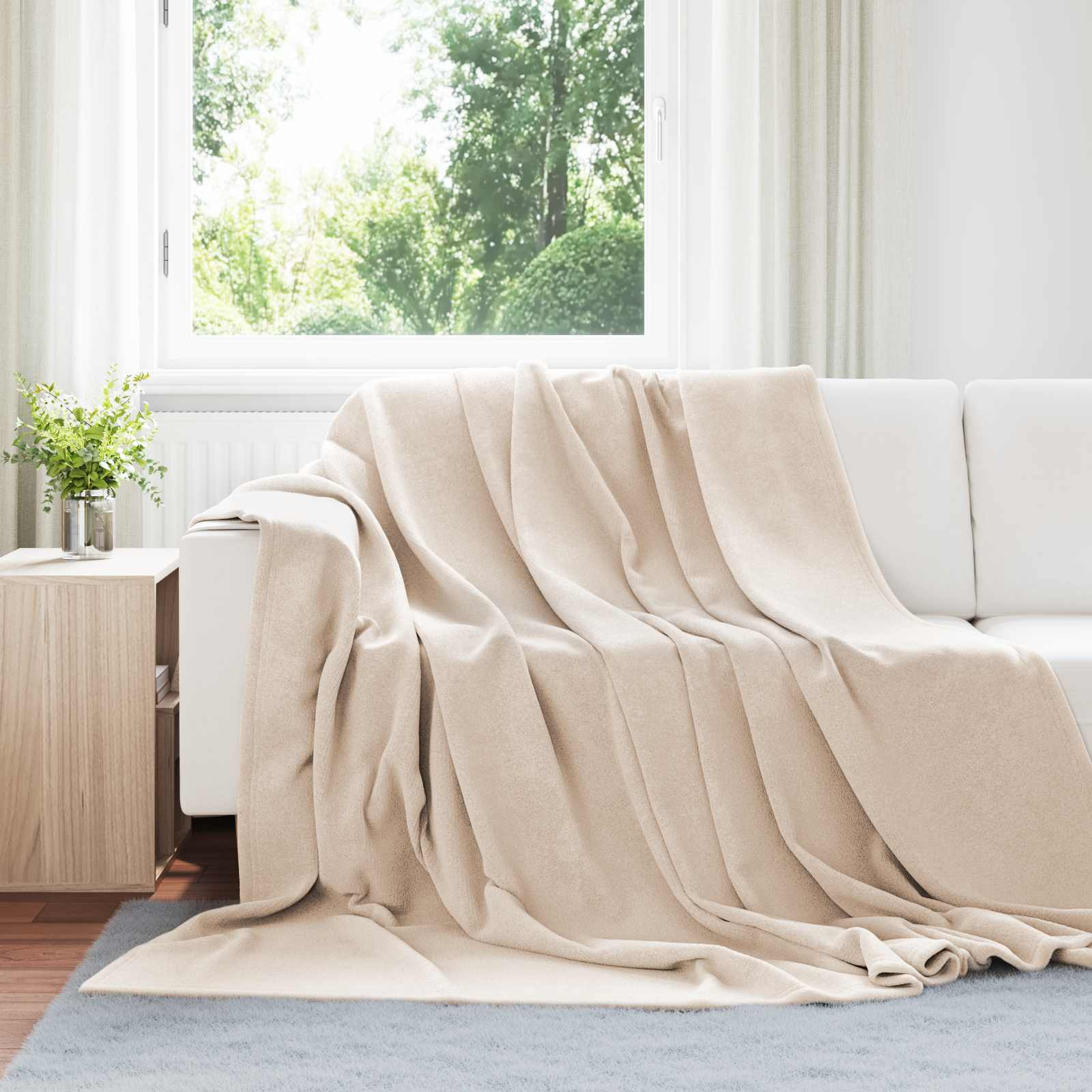 vidaXL Überwurfdecke Beige 220 x 240 cm Fleece