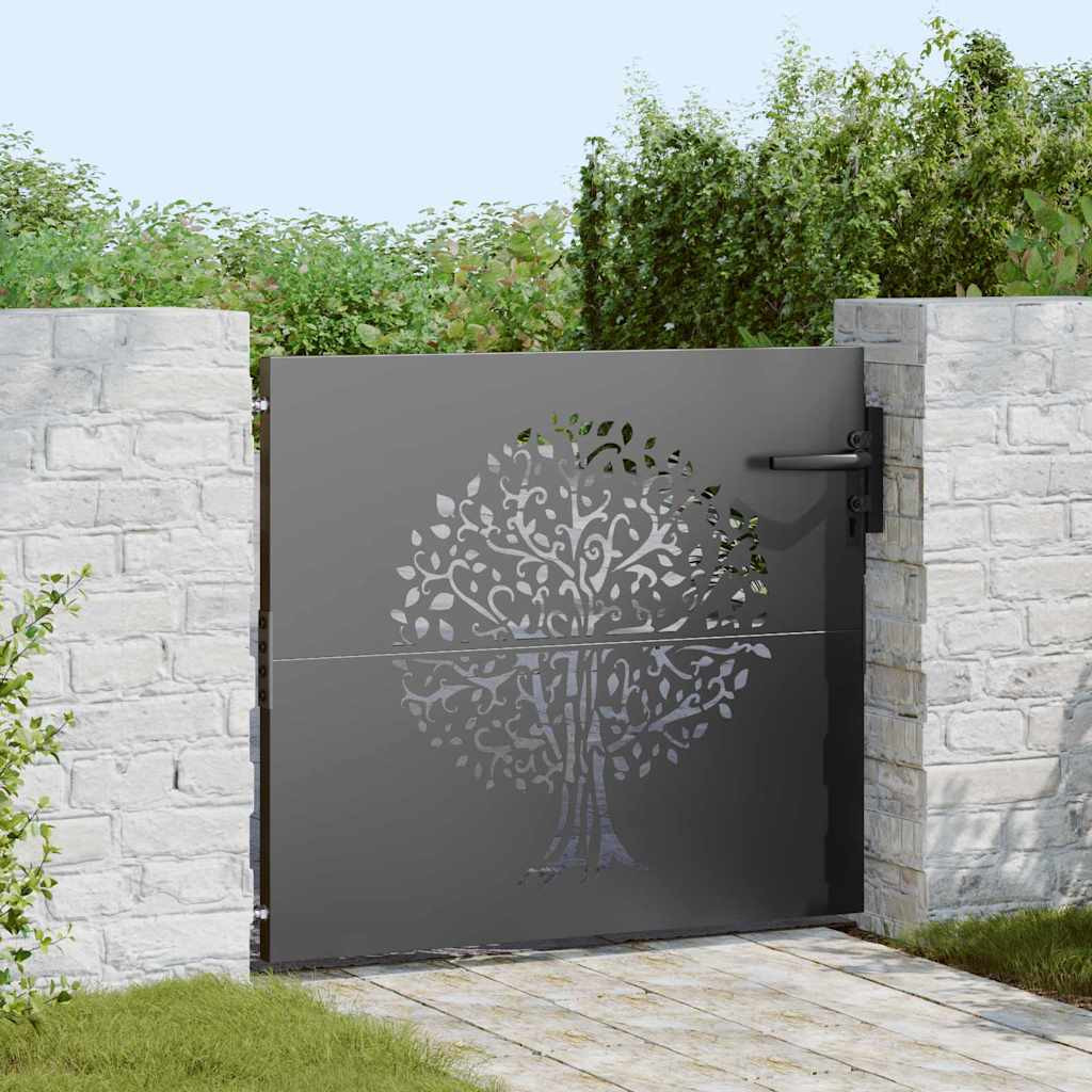 vidaXL Gartentor Schwarz 85 x 100 cm Pulverbeschichteter Stahl