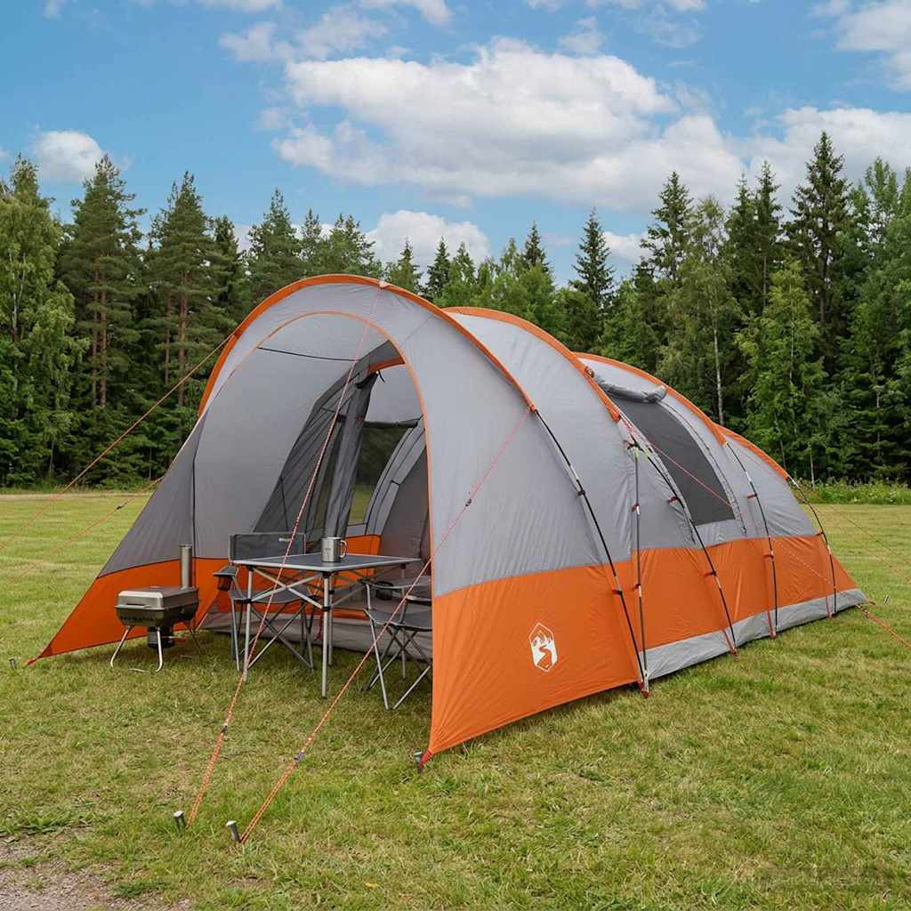 vidaXL Tunnelzelt Grau und Orange 560 x 395 x 212 cm