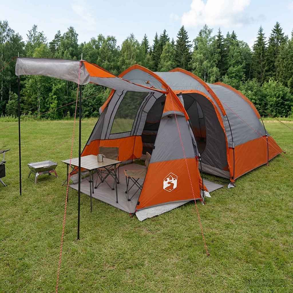 vidaXL Tunnelzelt Grau und Orange 390 x 215 x 152 cm