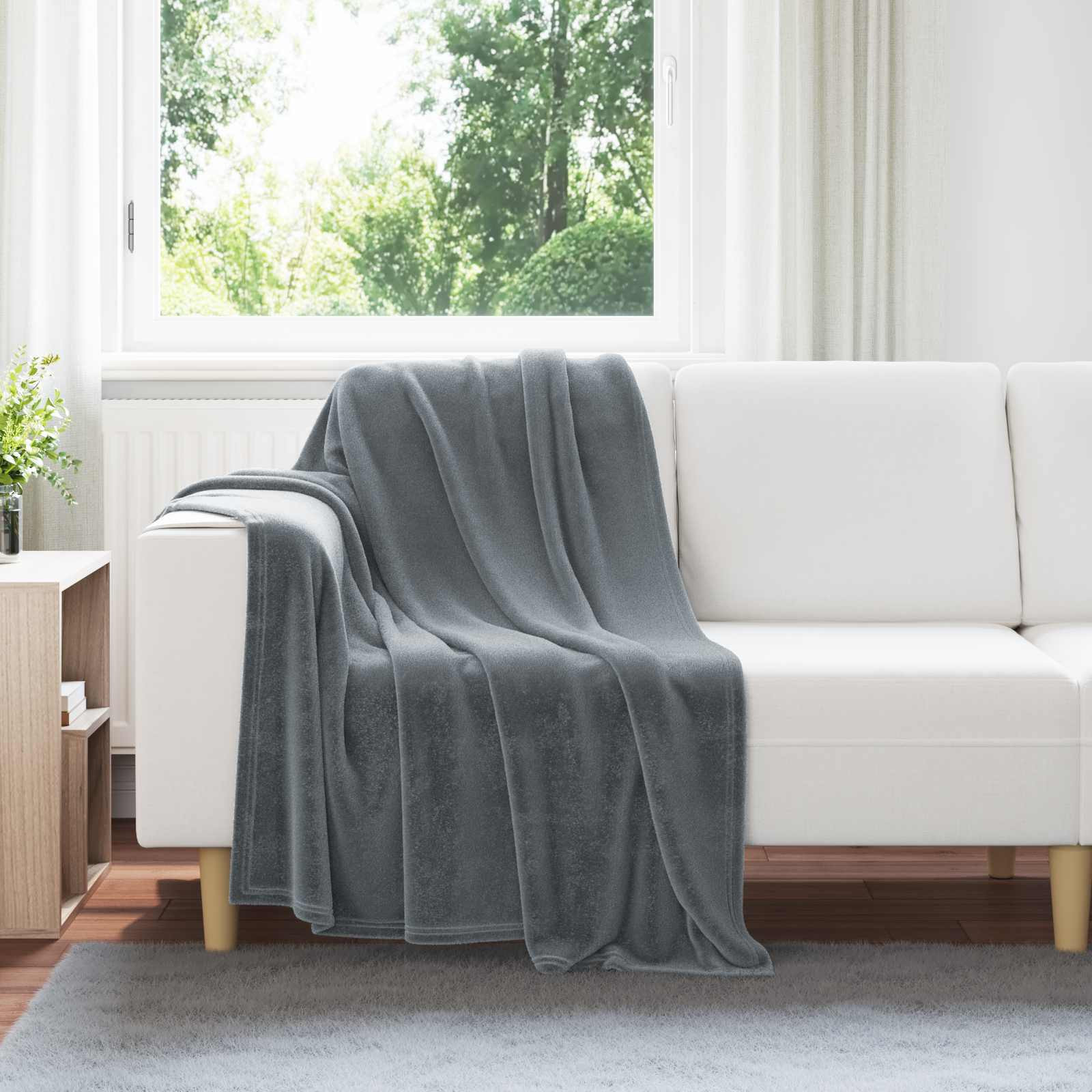 vidaXL Überwurfdecke Dunkelgrau 130 x 150 cm Fleece