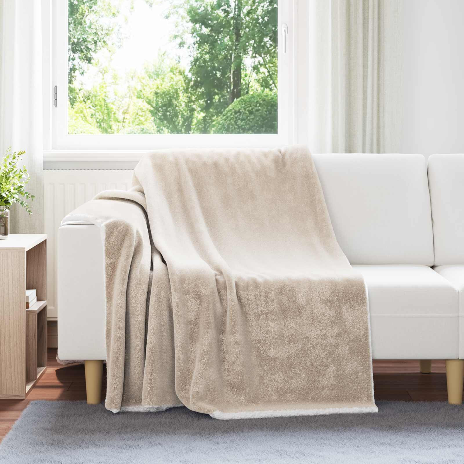 vidaXL Überwurfdecke Beige 150 x 200 cm Fleece
