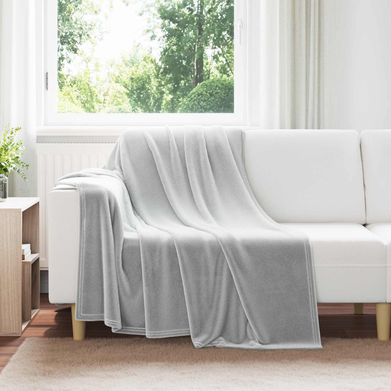 vidaXL Überwurfdecke Grau 150 x 200 cm Fleece