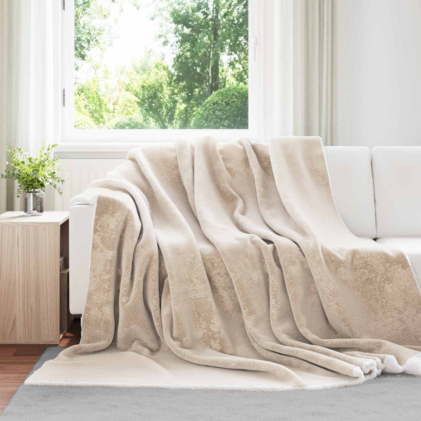 vidaXL Überwurfdecke Beige 220 x 240 cm Fleece