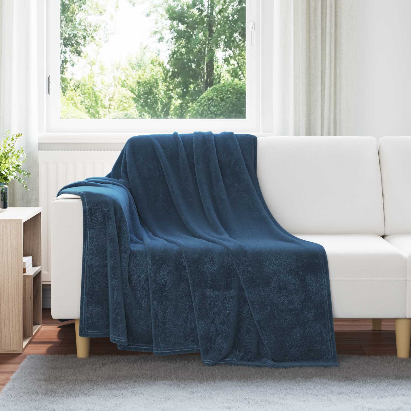 vidaXL Überwurfdecke Marineblau 150 x 200 cm Fleece