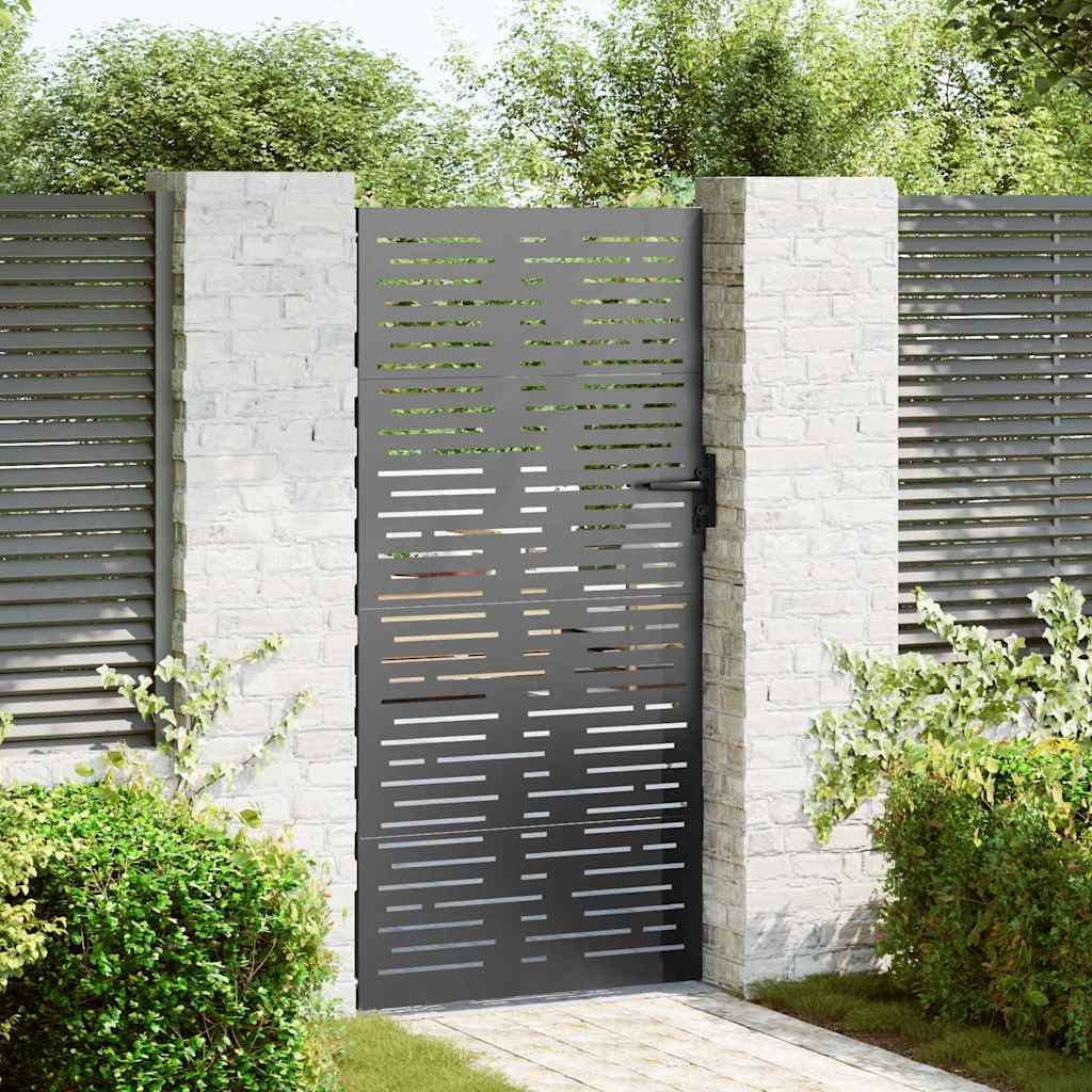 vidaXL Gartentor Schwarz 85 x 200 cm Pulverbeschichteter Stahl