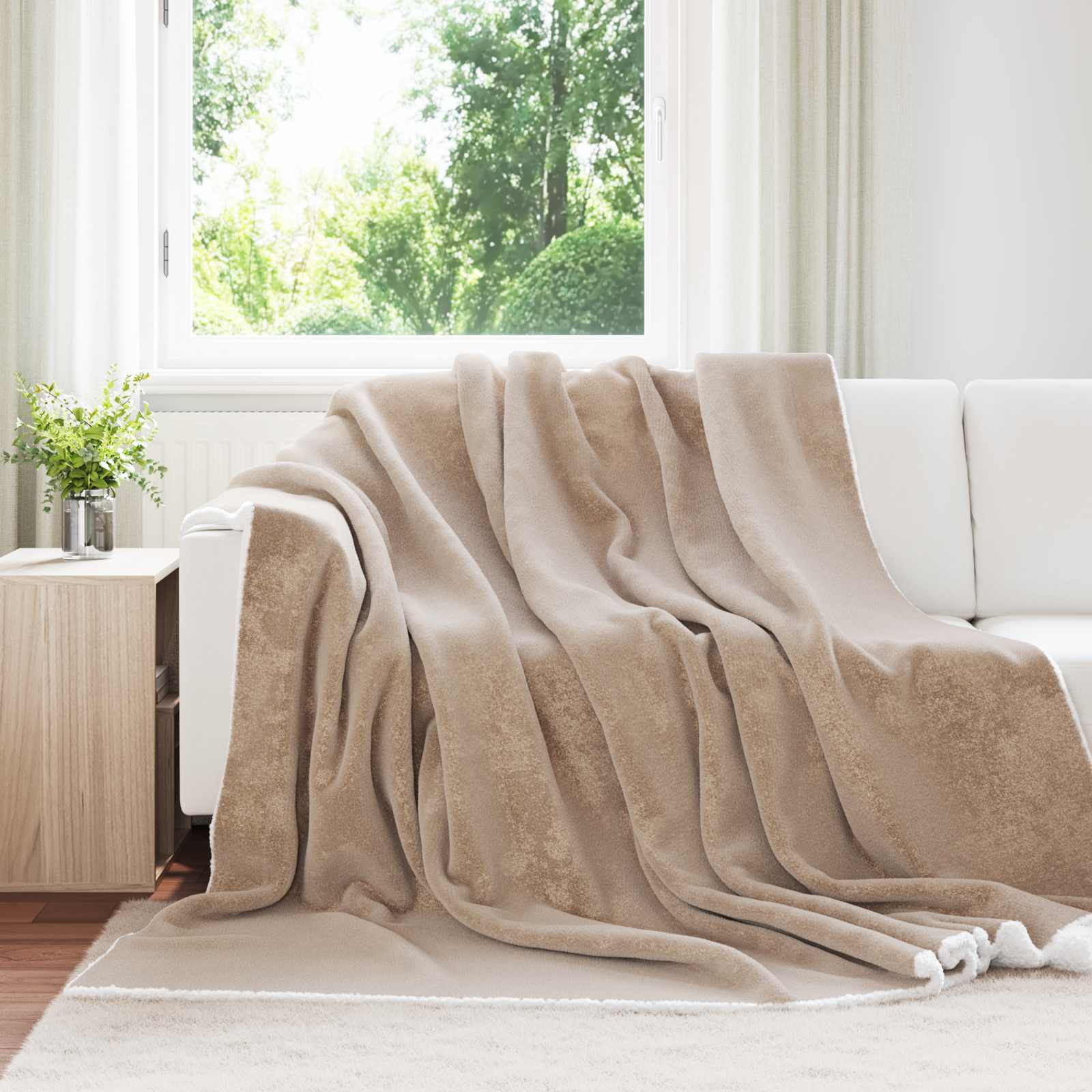 vidaXL Überwurfdecke Kamel 240 x 270 cm Fleece