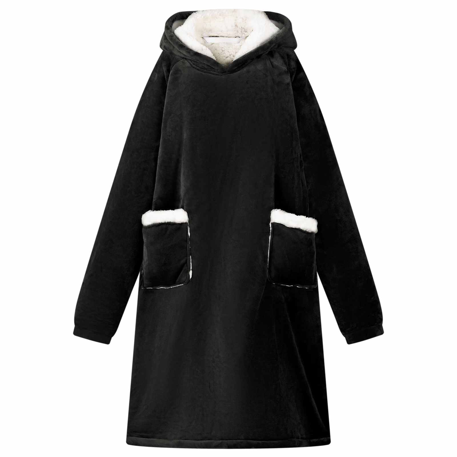 vidaXL Decken-Hoodie Schwarz M Fleece und Flanell