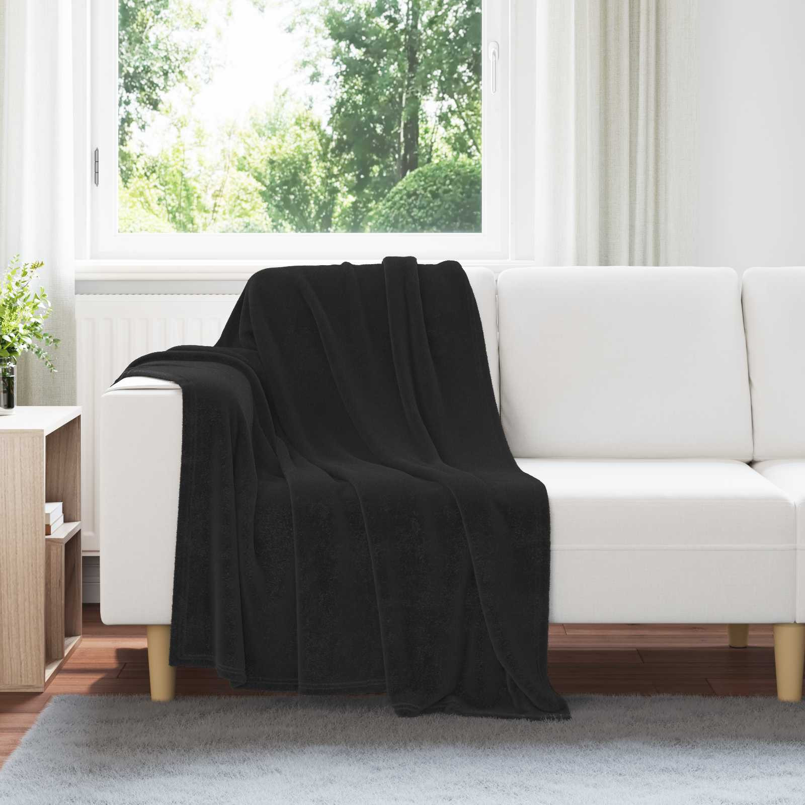 vidaXL Überwurfdecke Schwarz 130 x 150 cm Fleece