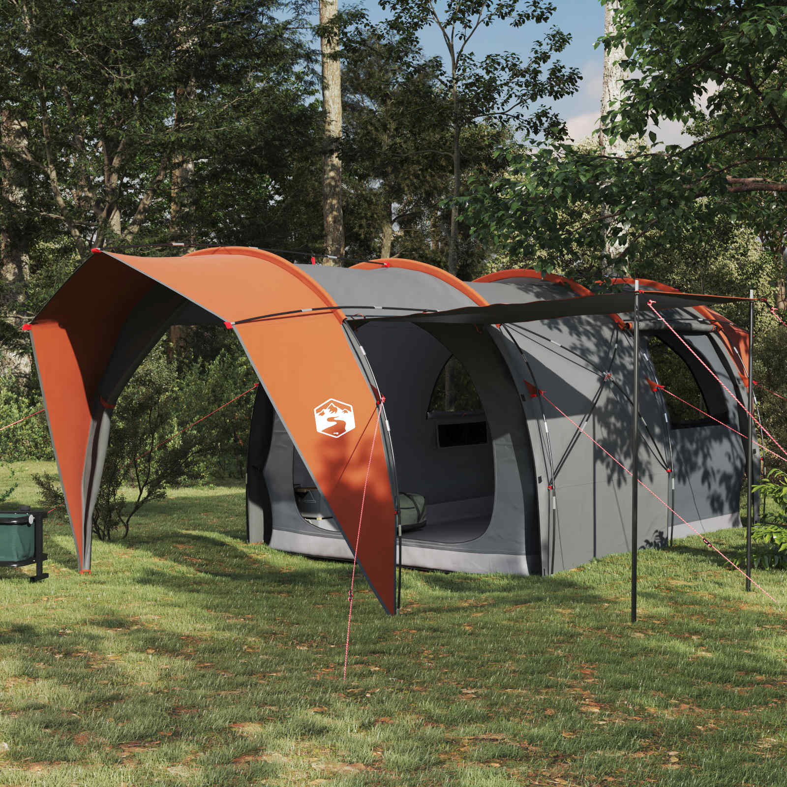 vidaXL Tunnelzelt Grau und Orange 562 x 265 x 216 cm