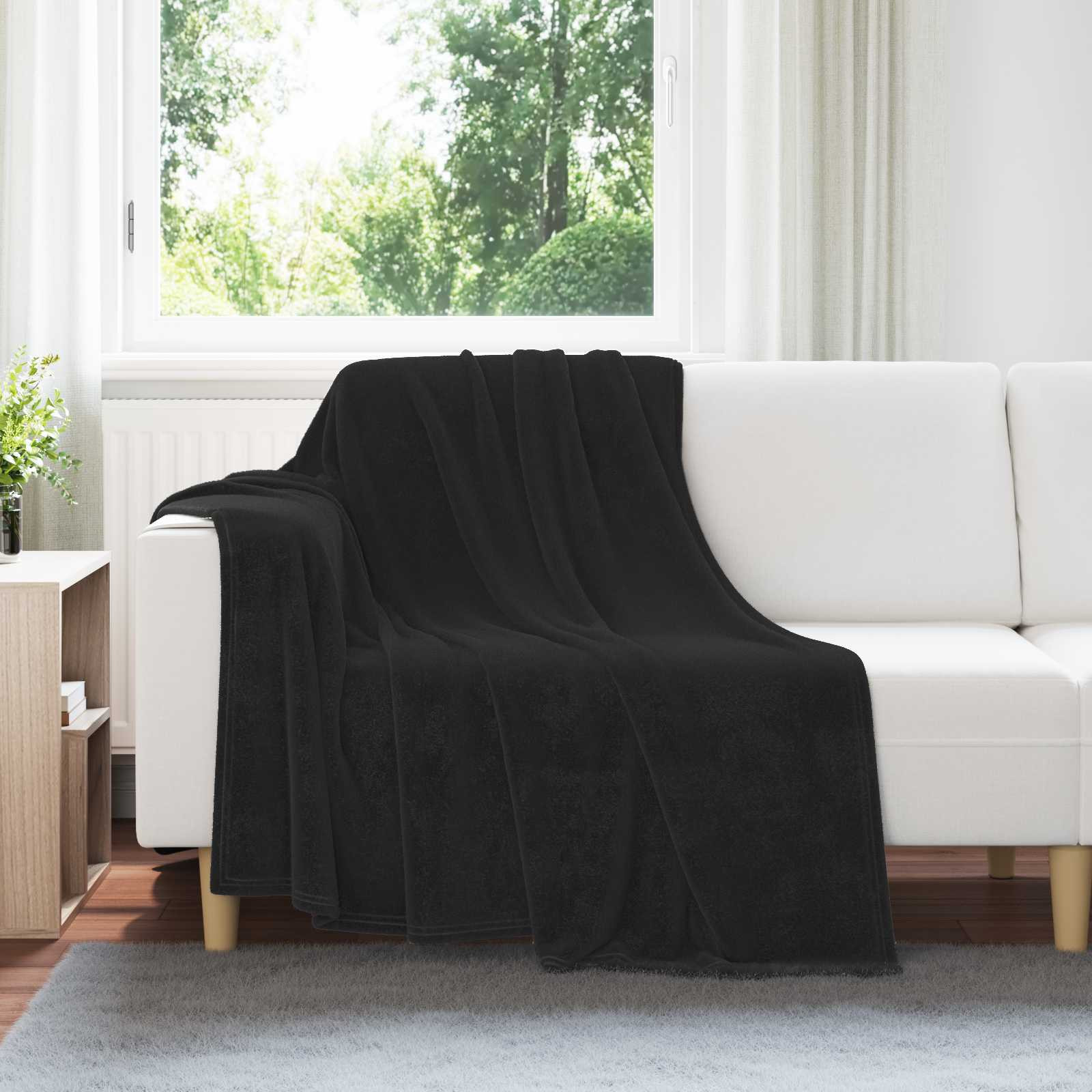 vidaXL Überwurfdecke Schwarz 150 x 200 cm Fleece