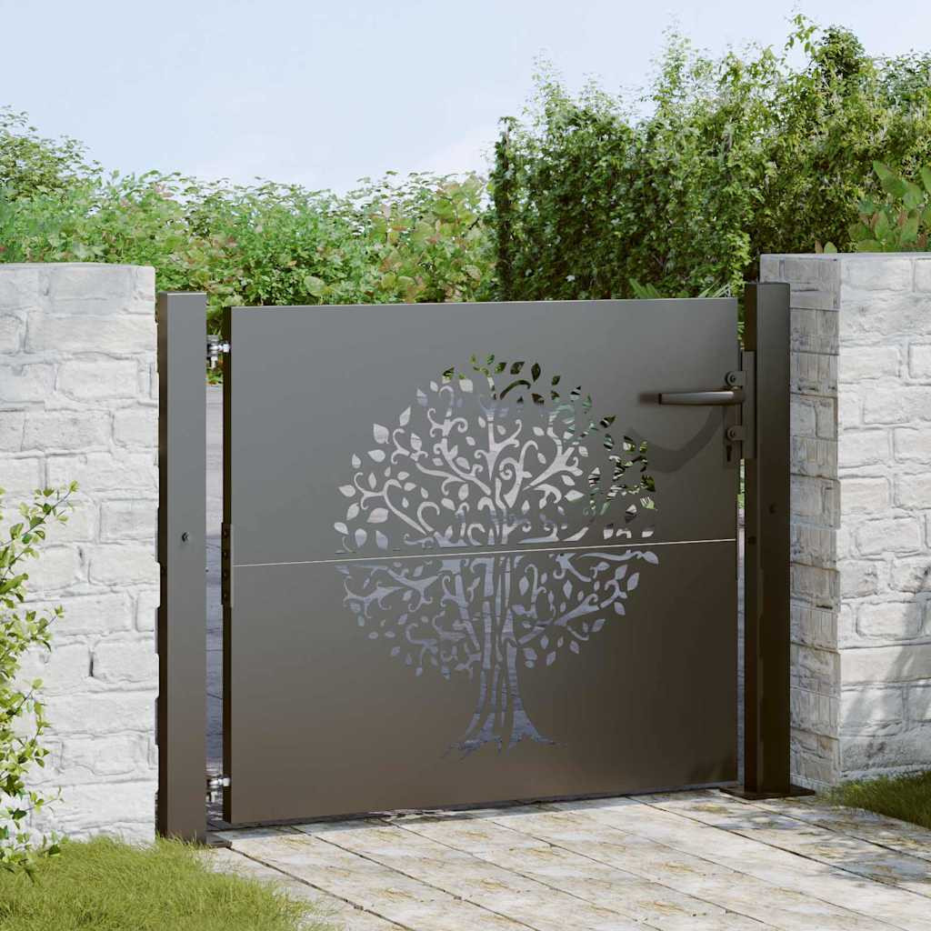 vidaXL Gartentor Schwarz 110 x 105 cm Pulverbeschichteter Stahl
