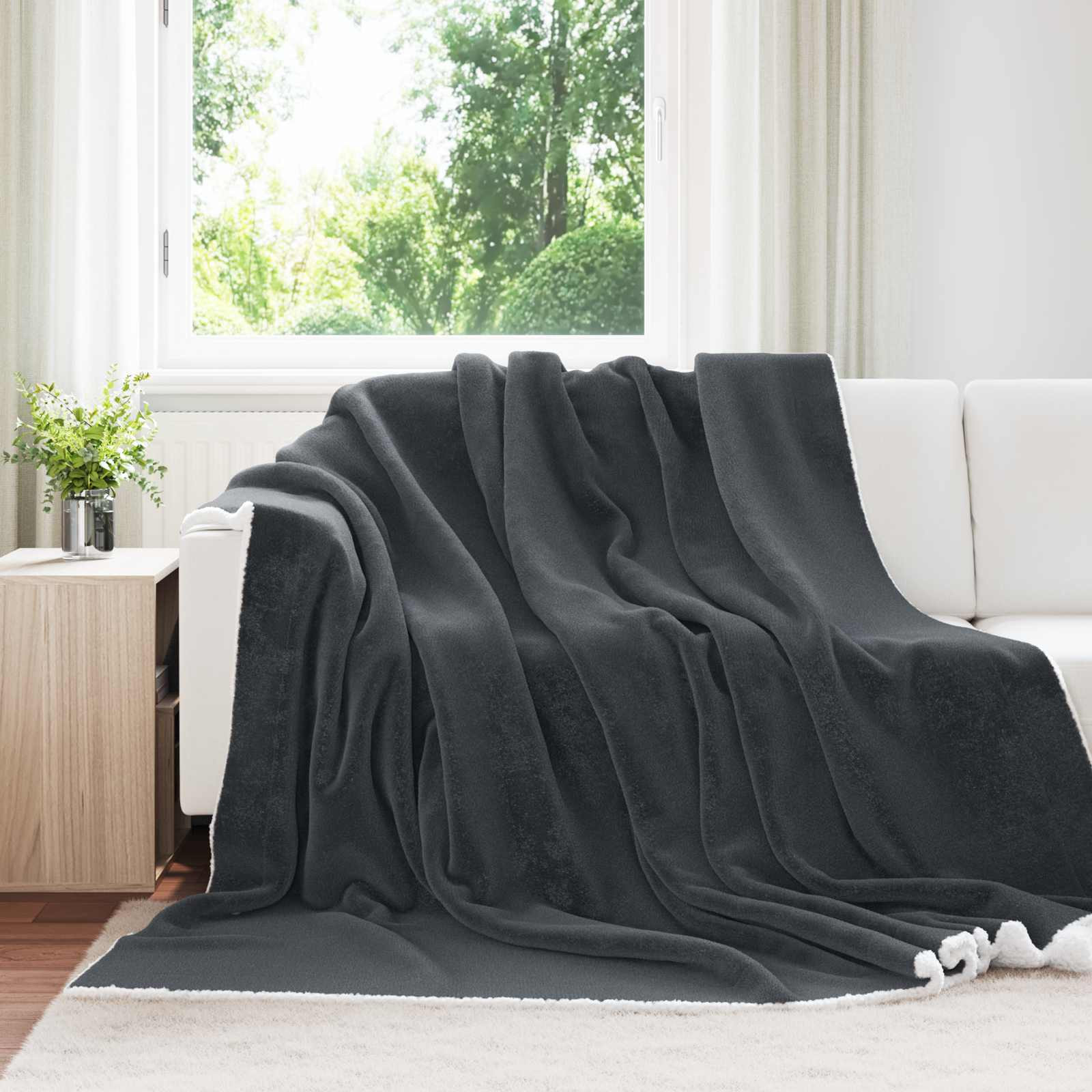 vidaXL Überwurfdecke Dunkelgrau 220 x 240 cm Fleece