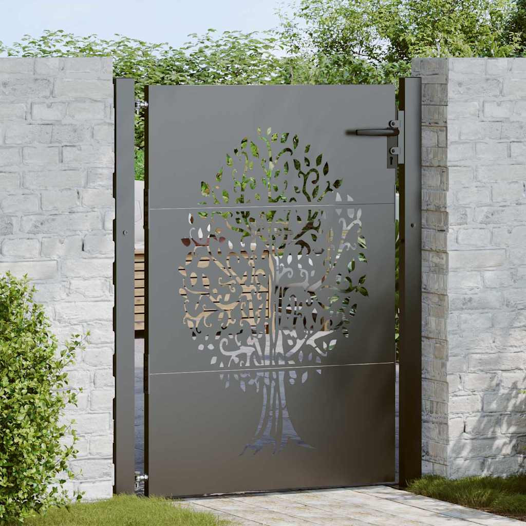 vidaXL Gartentor Schwarz 110 x 155 cm Pulverbeschichteter Stahl