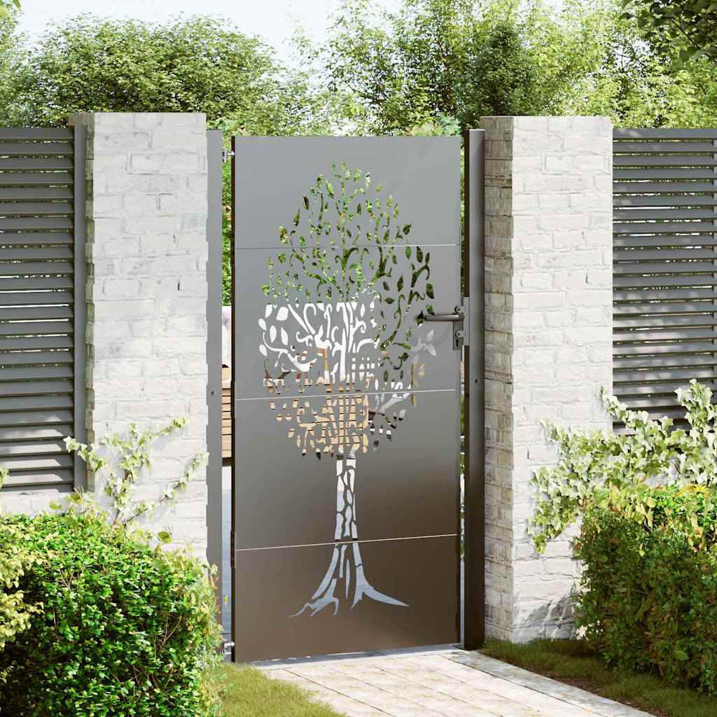 vidaXL Gartentor Schwarz 110 x 180 cm Pulverbeschichteter Stahl