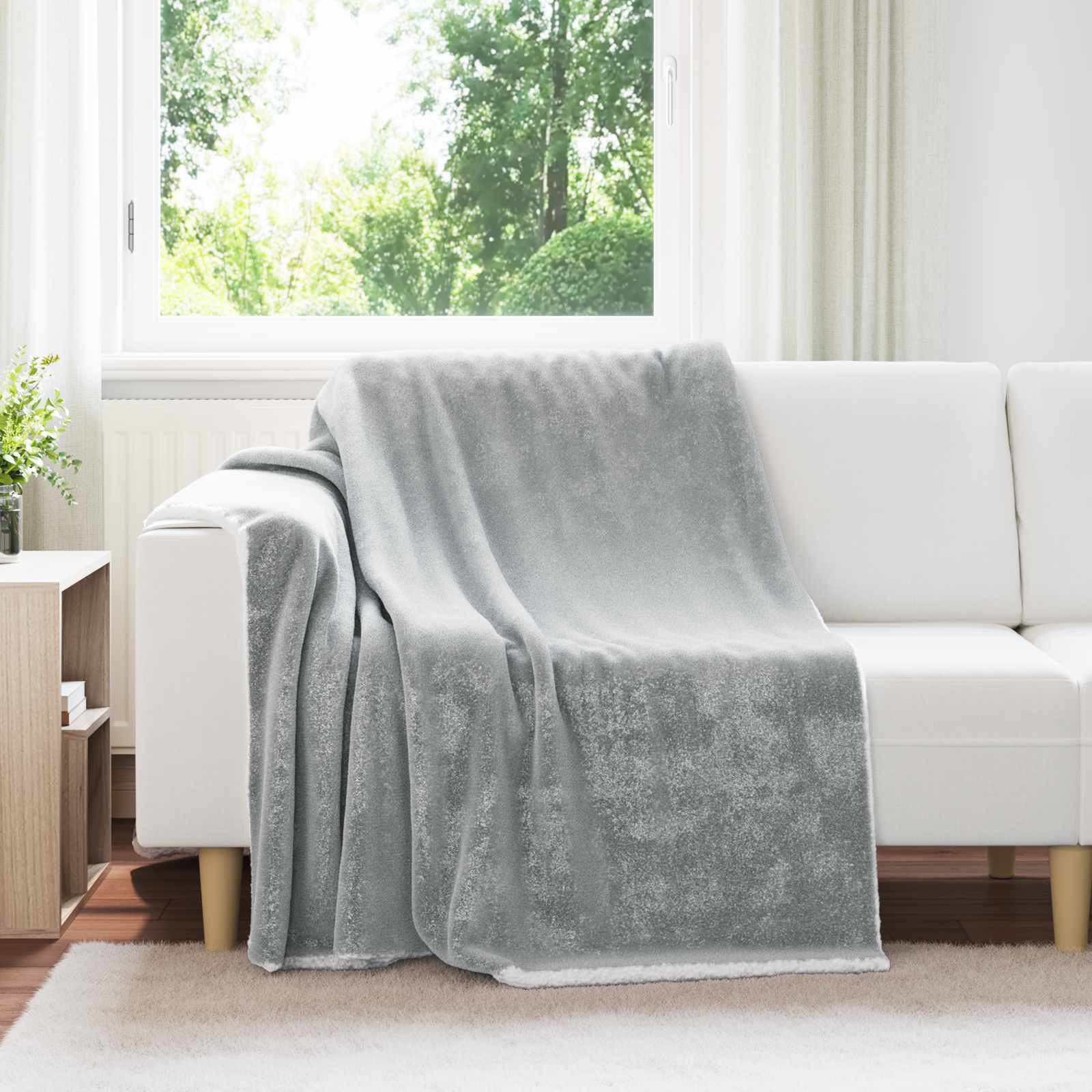 vidaXL Überwurfdecke Grau 150 x 200 cm Fleece