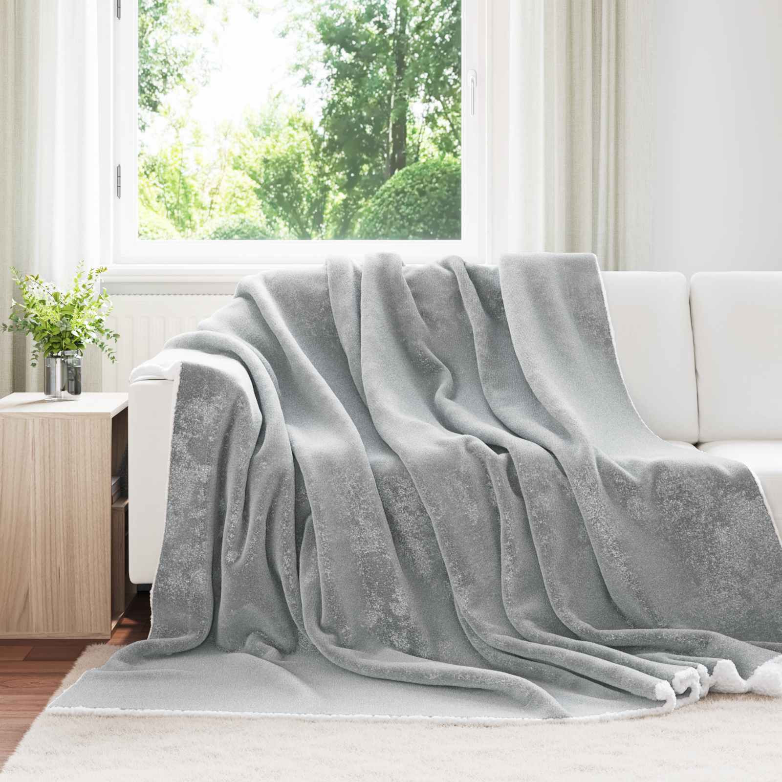 vidaXL Überwurfdecke Grau 220 x 240 cm Fleece