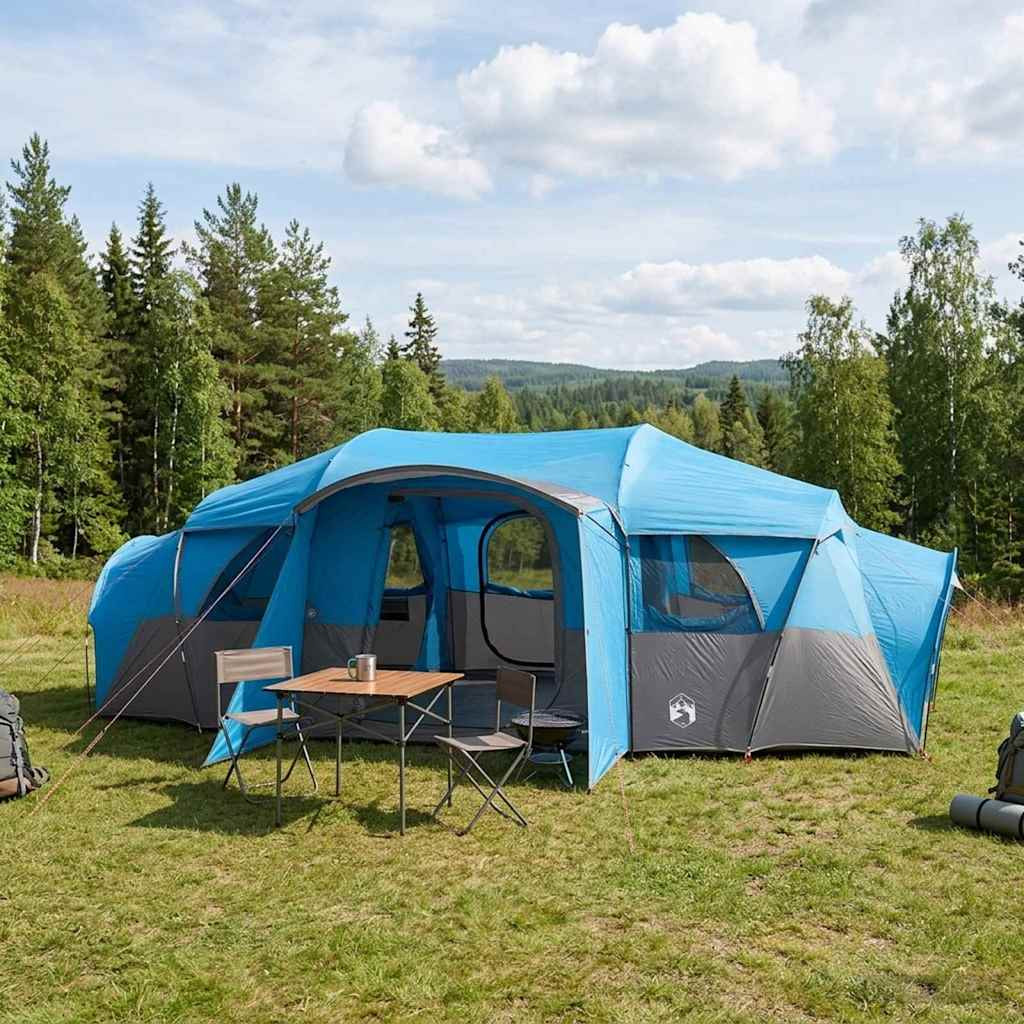 vidaXL Familienzelt mit Regenschutz wasserdicht Blau 10 Personen