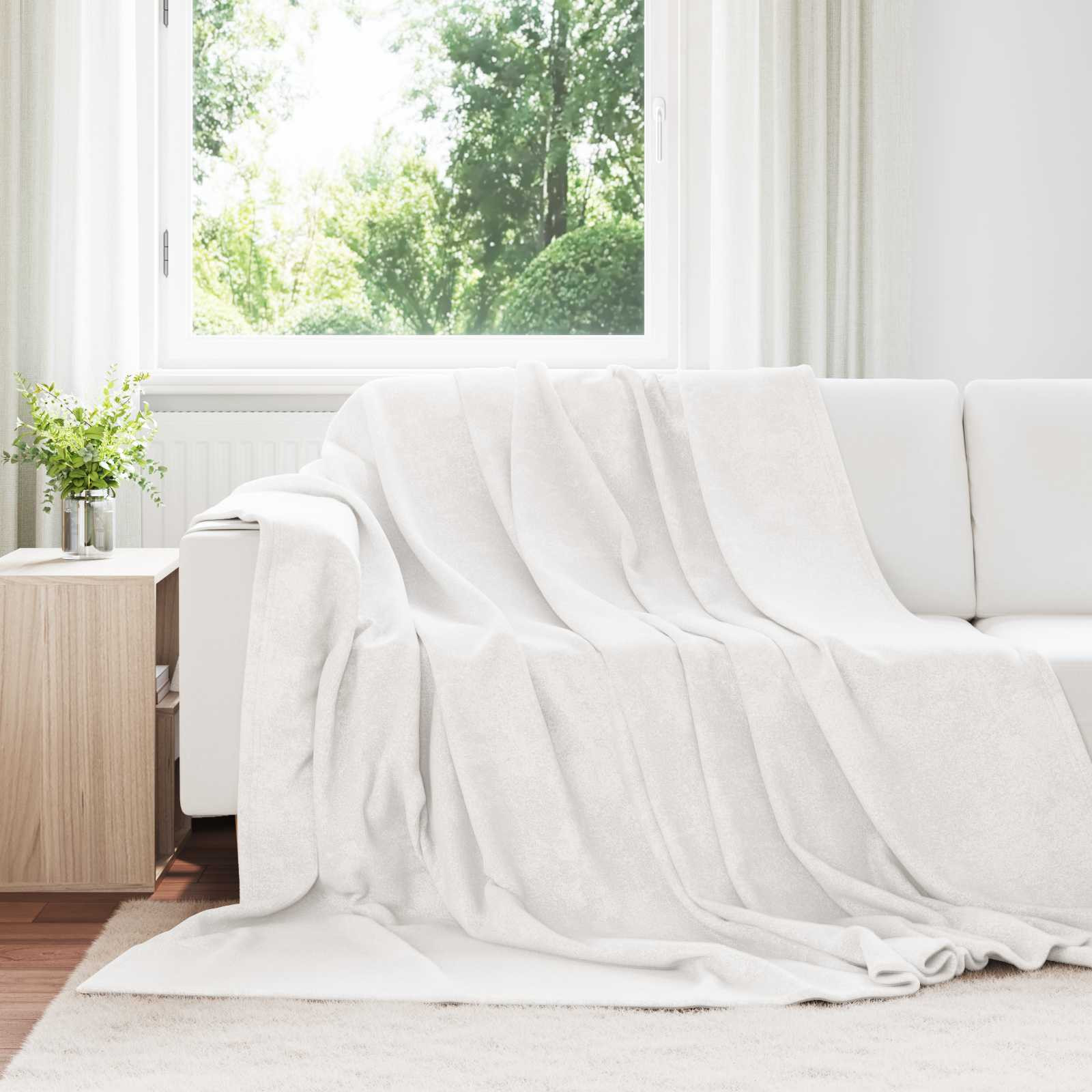vidaXL Überwurfdecke Weiß 220 x 240 cm Fleece