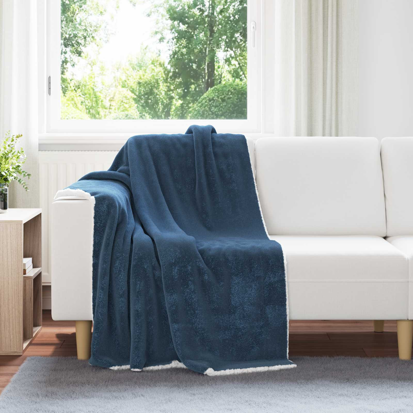 vidaXL Überwurfdecke Marineblau 130 x 150 cm Fleece
