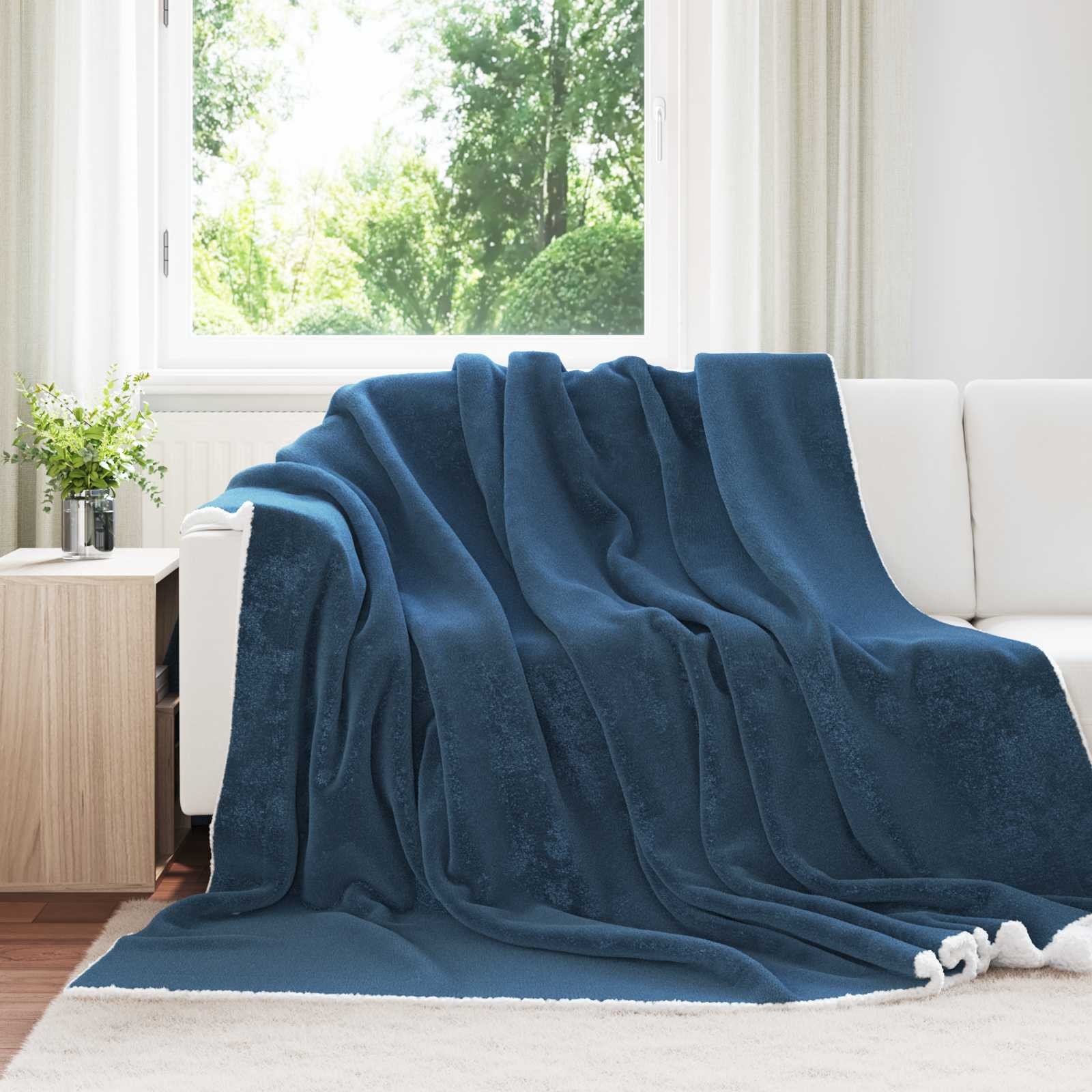 vidaXL Überwurfdecke Marineblau 240 x 270 cm Fleece