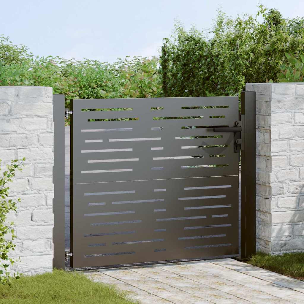 vidaXL Gartentor Schwarz 110 x 105 cm Pulverbeschichteter Stahl