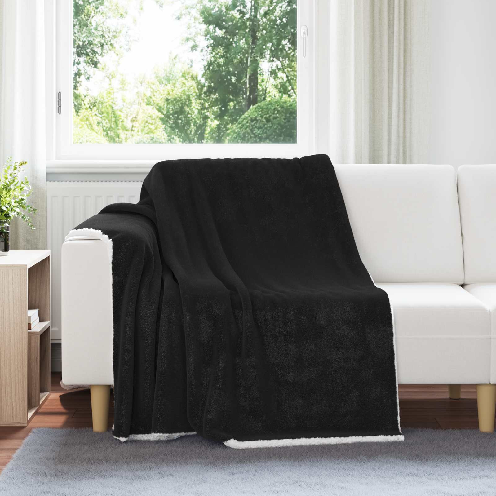 vidaXL Überwurfdecke Schwarz 150 x 200 cm Fleece