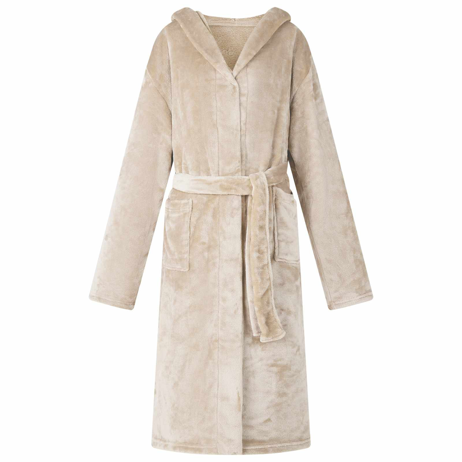 vidaXL Bademantel Hoodie Beige XXL Flanell