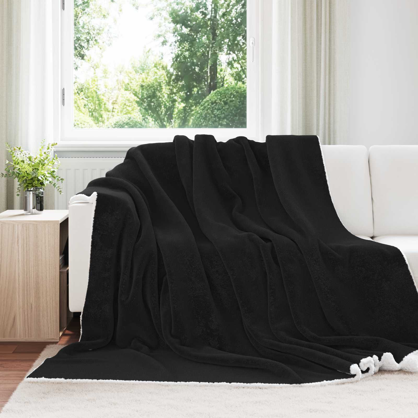 vidaXL Überwurfdecke Schwarz 240 x 270 cm Fleece