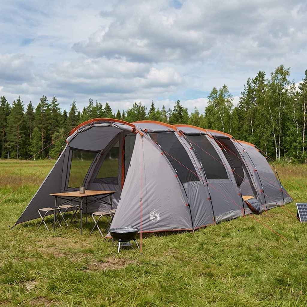 vidaXL Tunnelzelt Grau und Orange 675 x 392 x 210 cm
