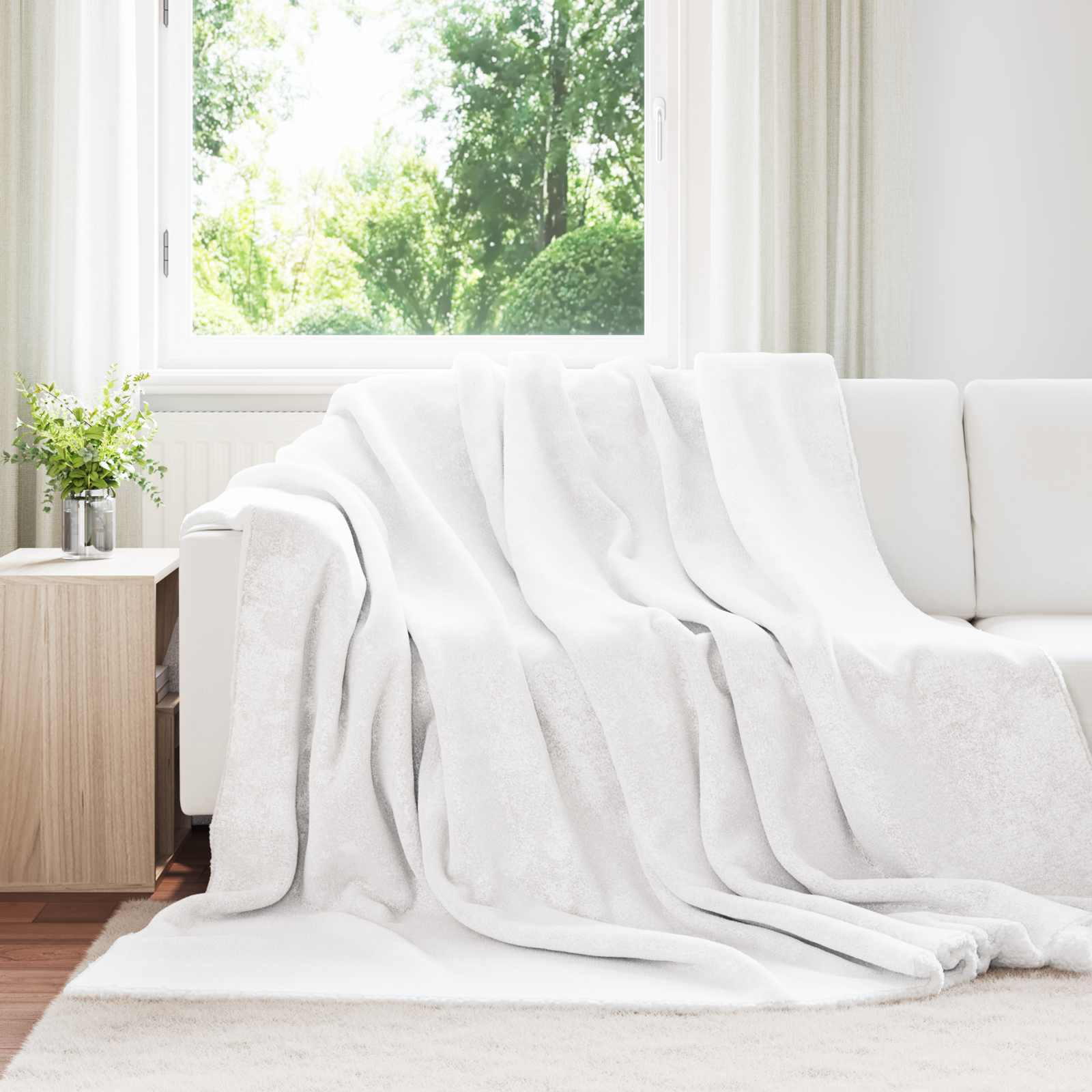 vidaXL Überwurfdecke Weiß 240 x 270 cm Fleece