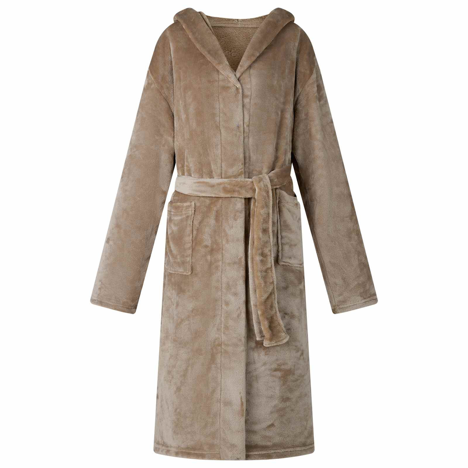 vidaXL Bademantel Hoodie Kamel XXL Flanell