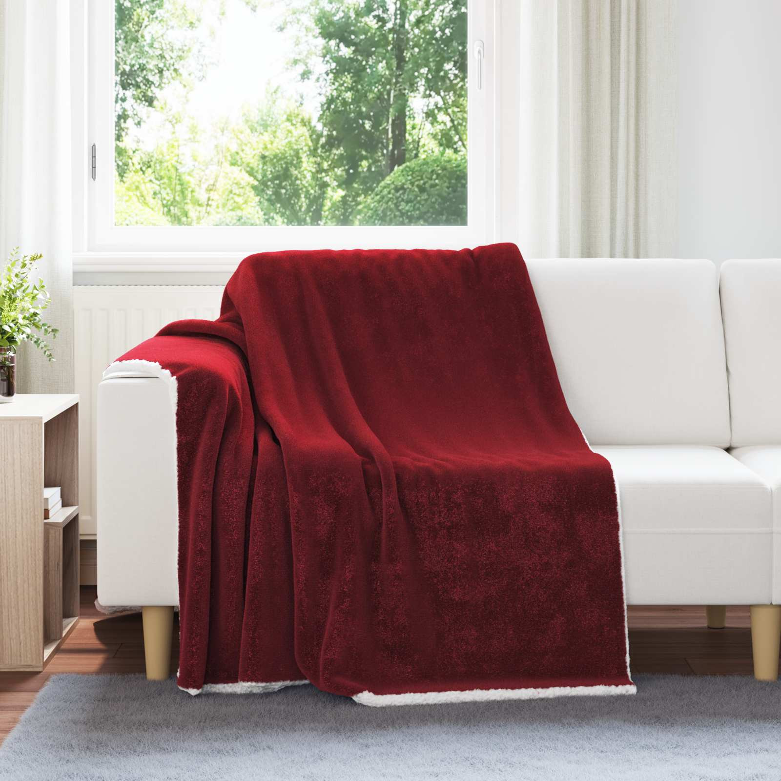 vidaXL Überwurfdecke Bordeauxrot 150 x 200 cm Fleece