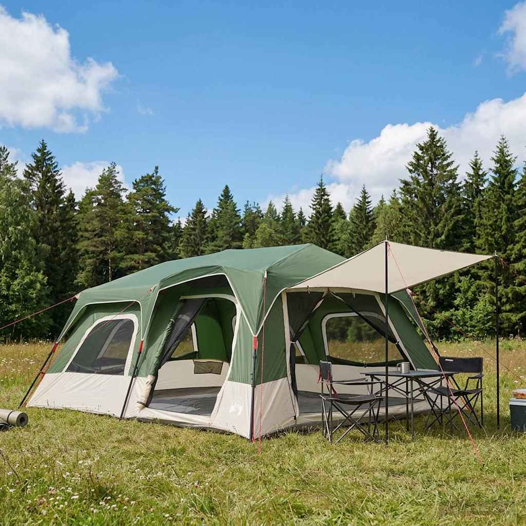 vidaXL Sofort Zelt Grün 10 Personen 185T Polyester mit PU-Beschichtung