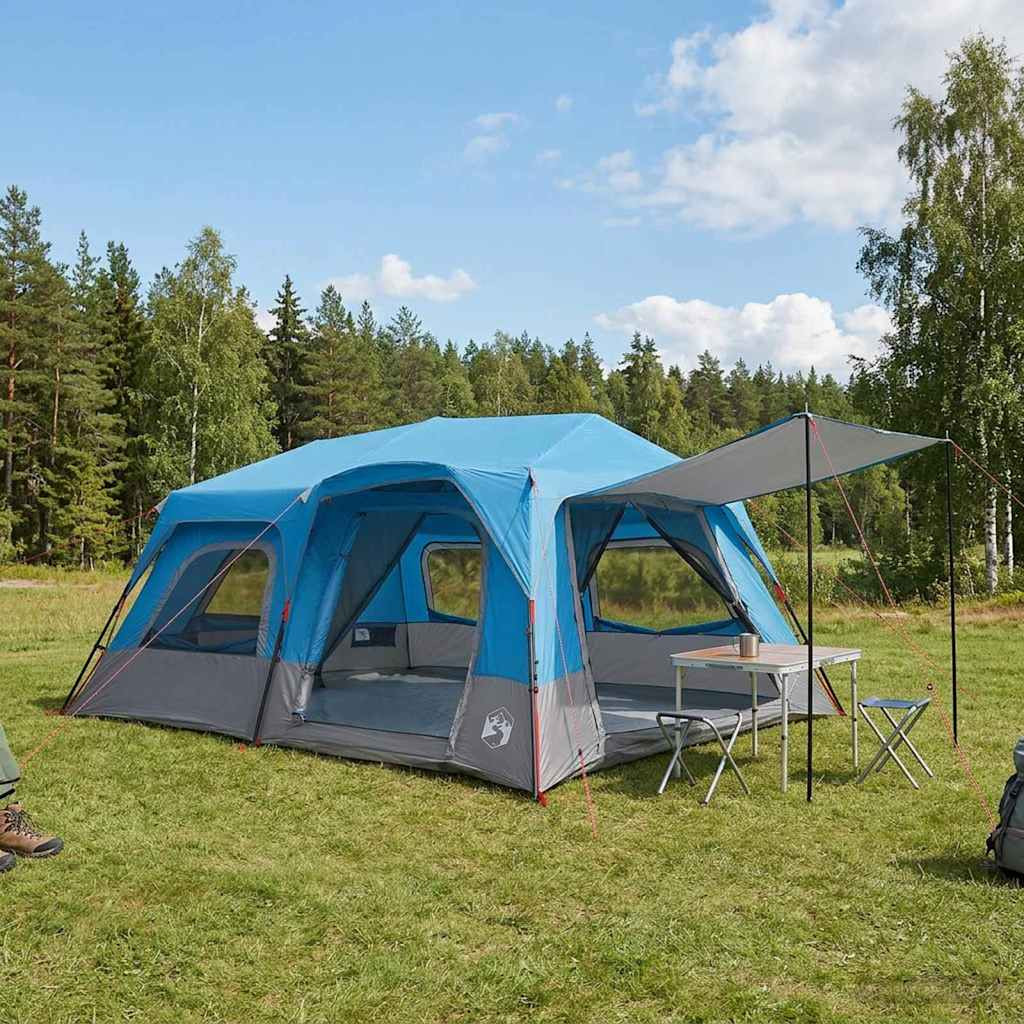 vidaXL Sofort Zelt Blau 10 Personen 185T Polyester mit PU-Beschichtung