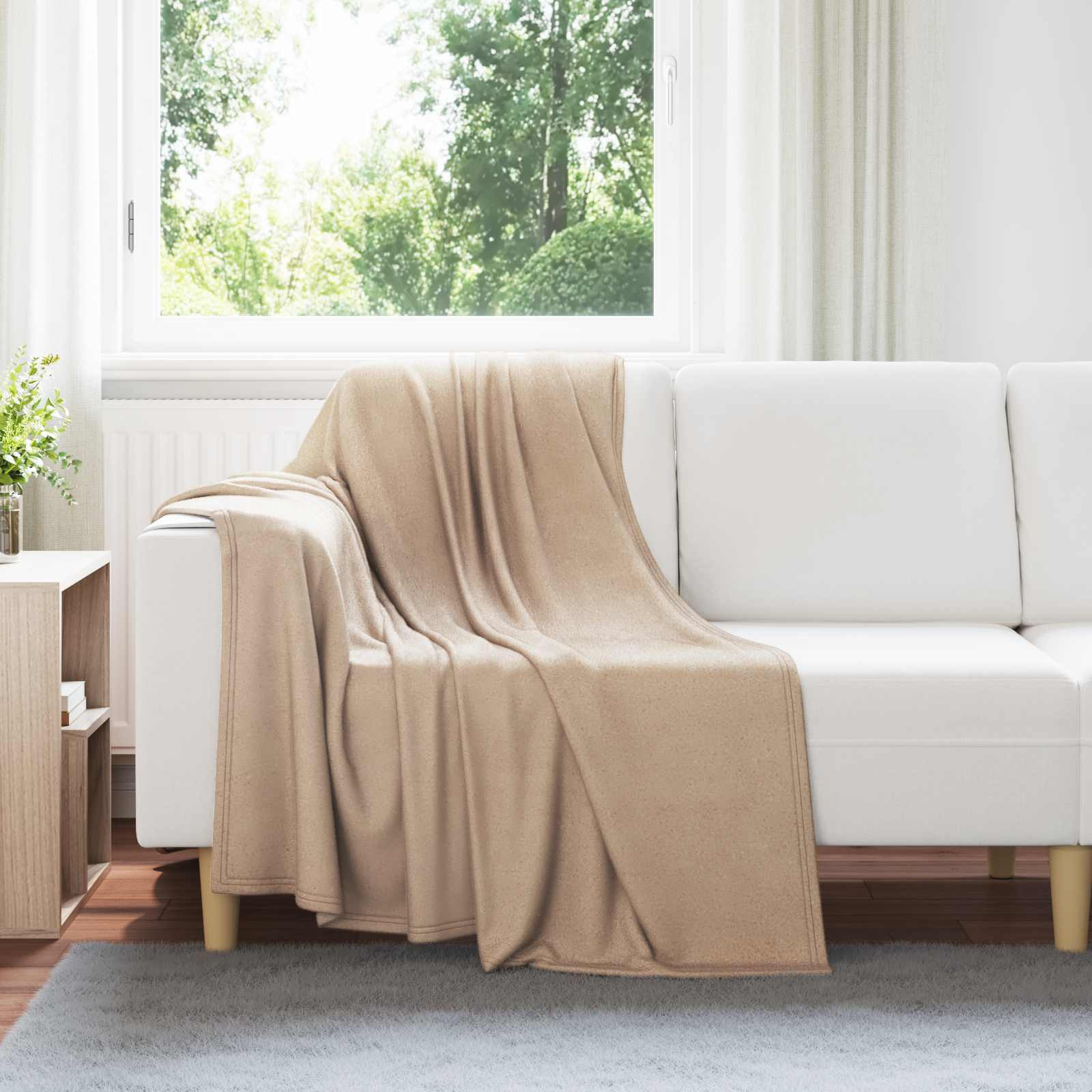 vidaXL Überwurfdecke Kamel 170 x 130 cm Fleece