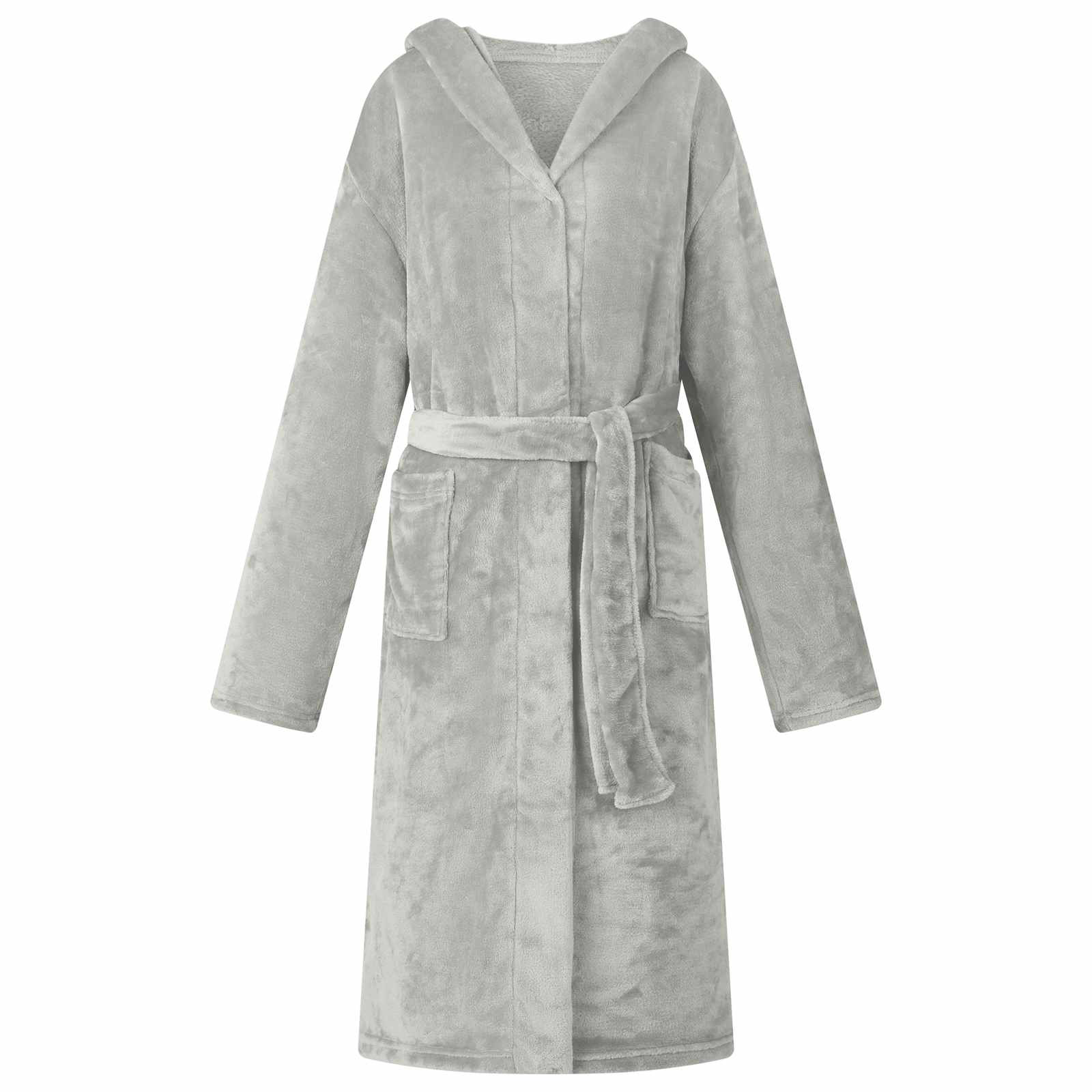 vidaXL Bademantel Hoodie Grau L Flanell