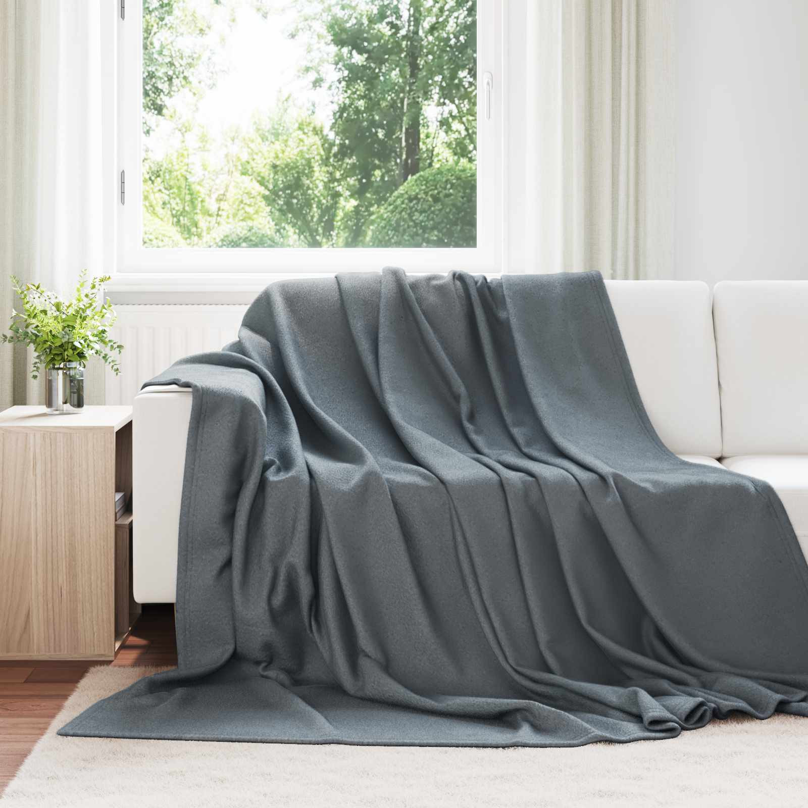 vidaXL Überwurfdecke Dunkelgrau 240 x 220 cm Fleece