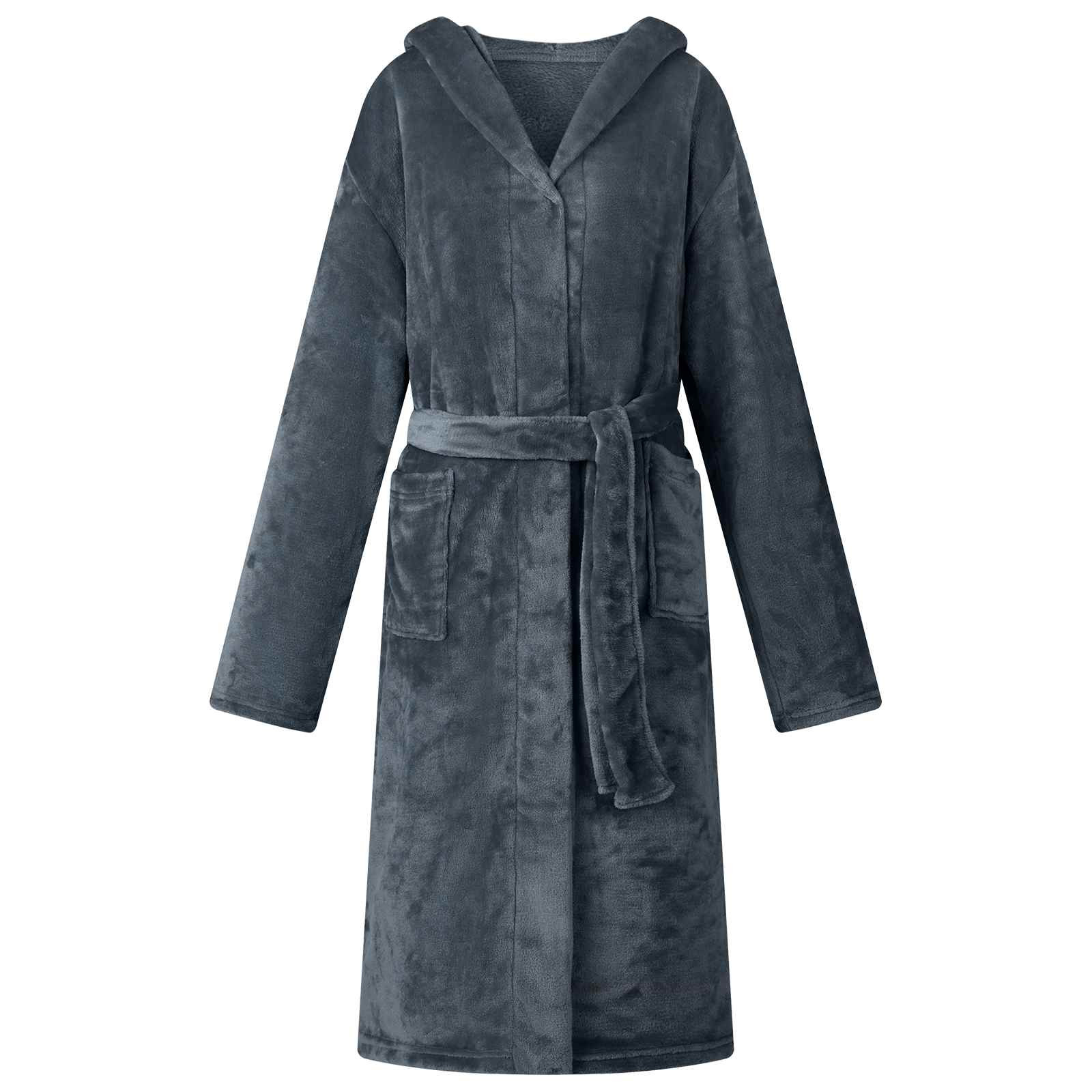vidaXL Bademantel Hoodie Marineblau XL Flanell